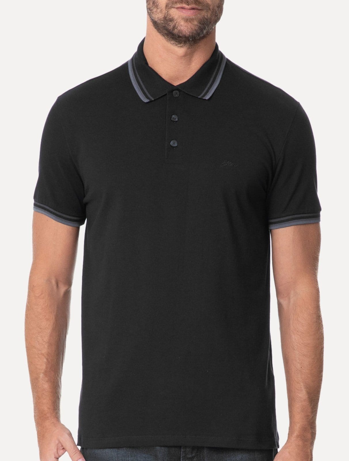 Polo Ellus Masculina Piquet Triple Short Signature Preta