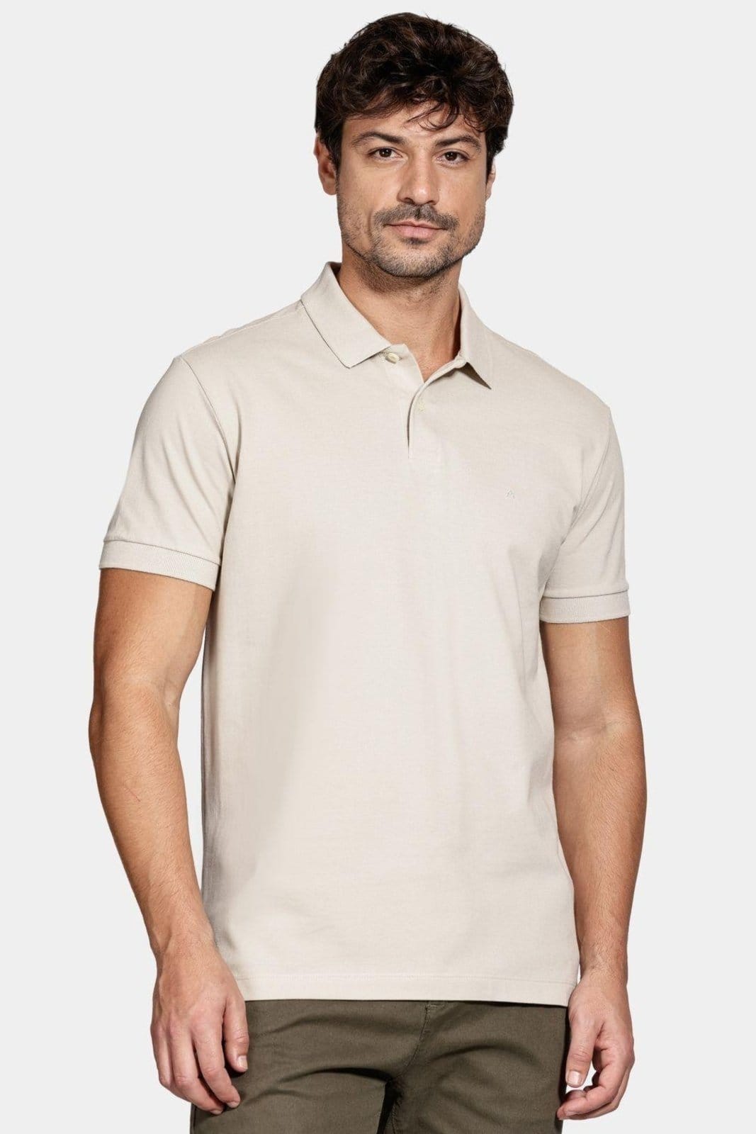 Vista 2 Polo Aramis Básica Piquet Linho Aramis bege