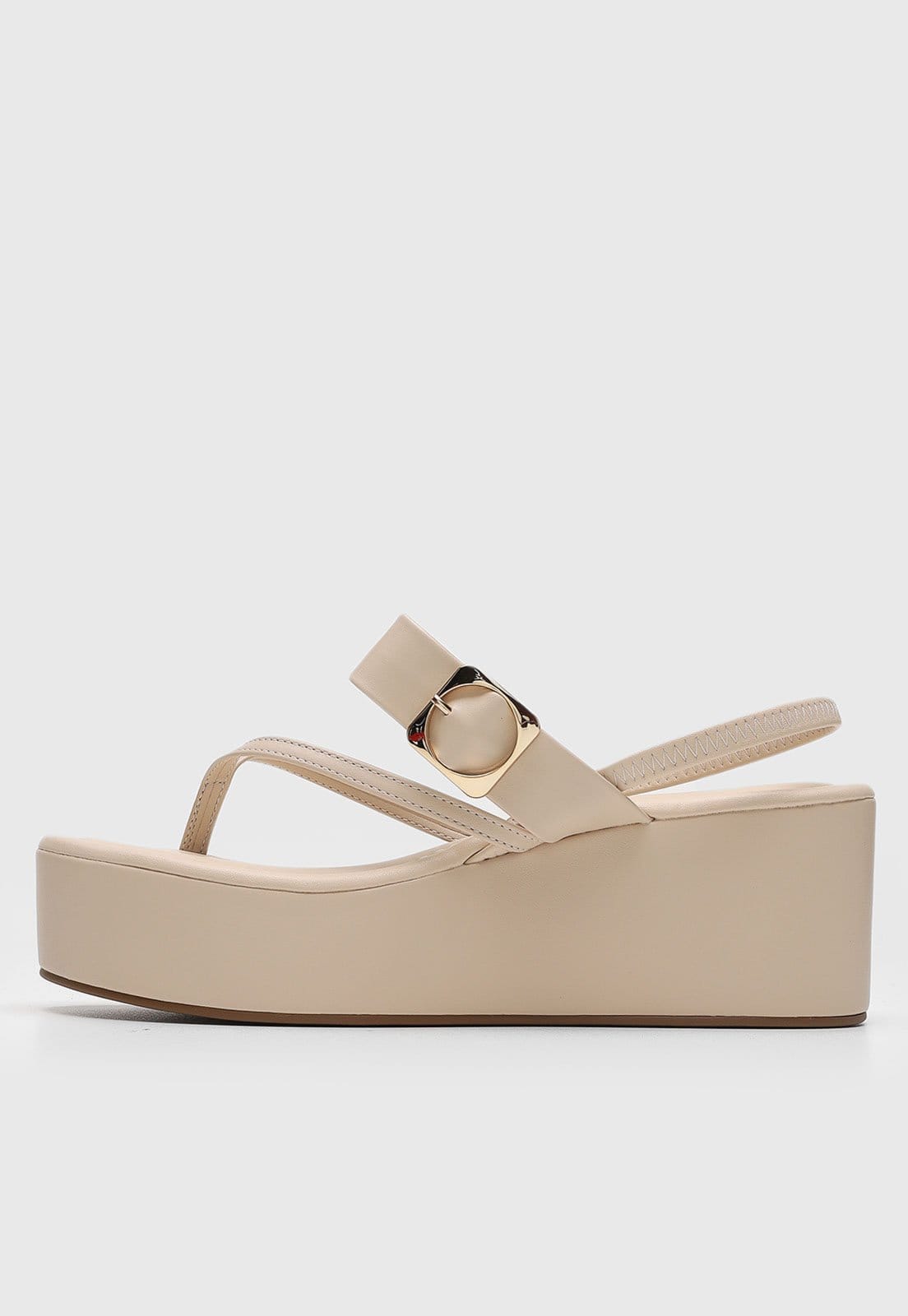 Sandália Feminina cê Salto Plataforma Médio Off-white