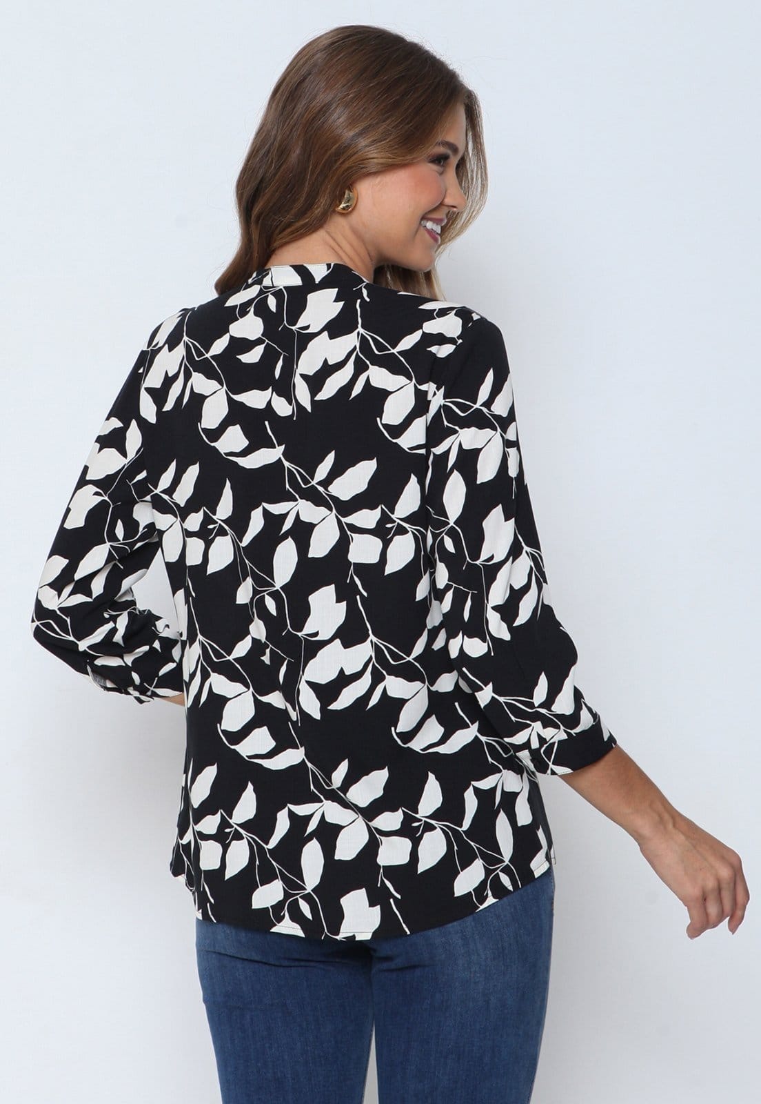 Vista 2 Camisa Intens Manga 3/4 Folha Intens preto