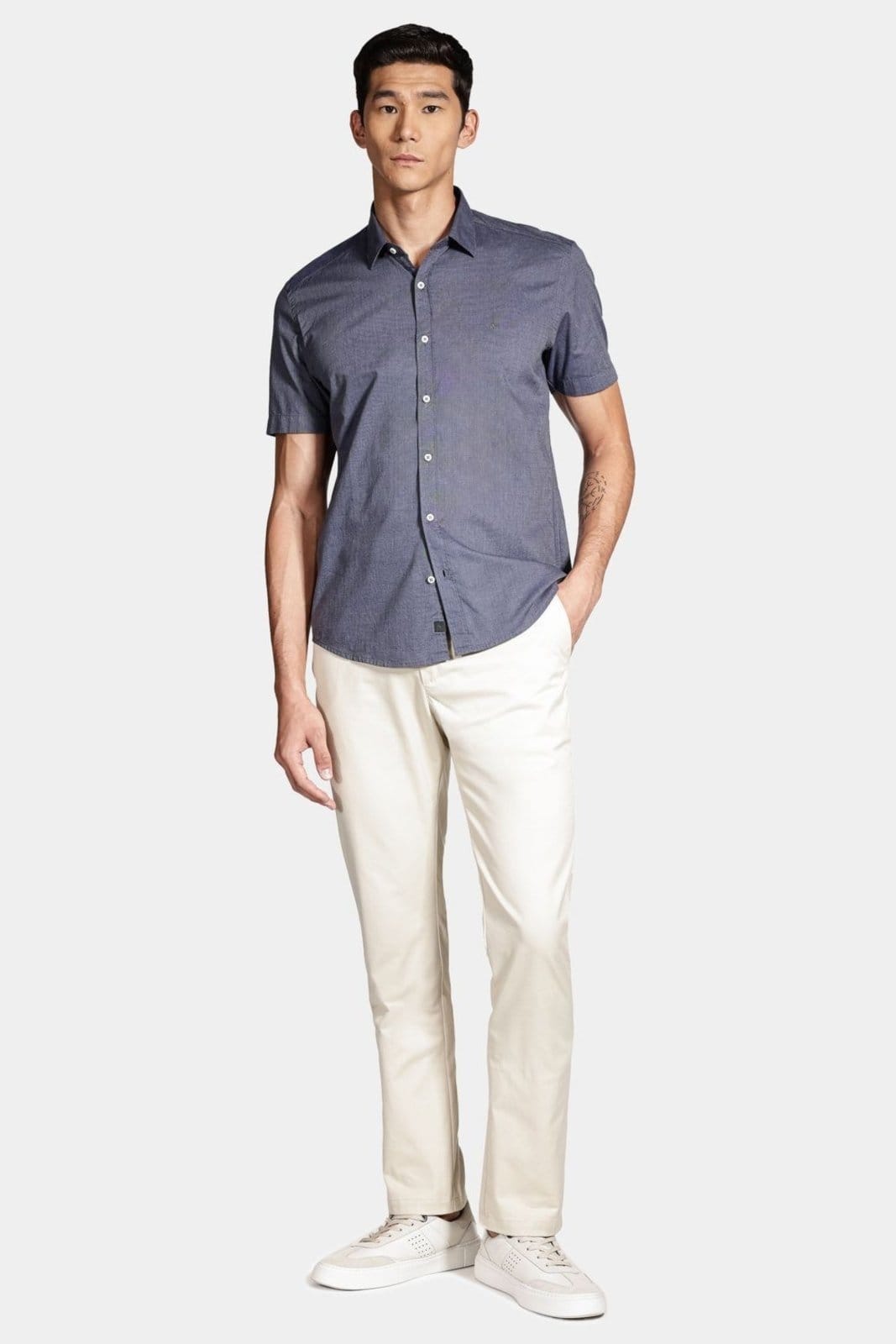 Vista 2 Camisa Aramis Manga Curta Regular Fil a Fil Antilia Marinho Aramis incolor