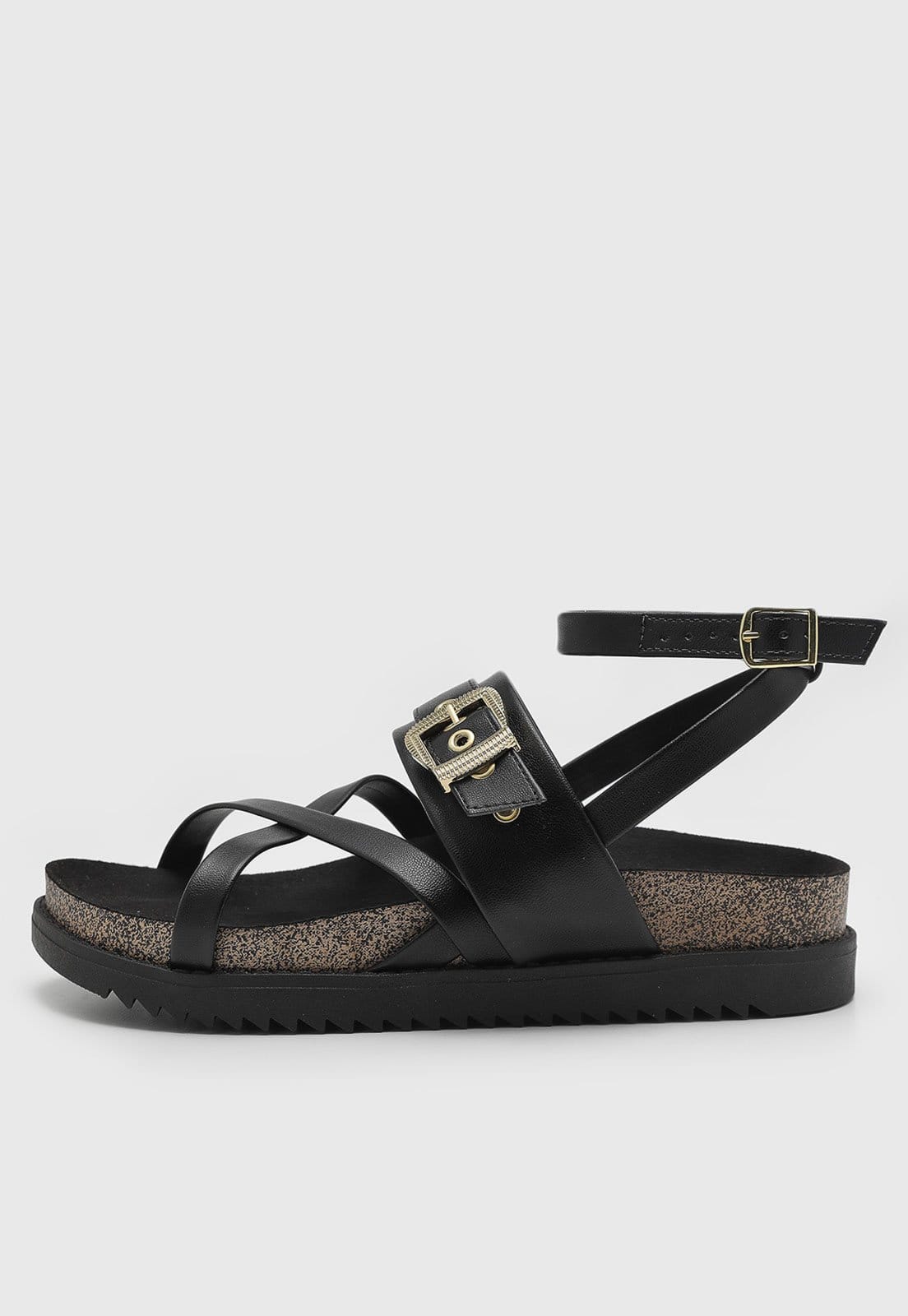 Rasteira Moleca Fivela Preta