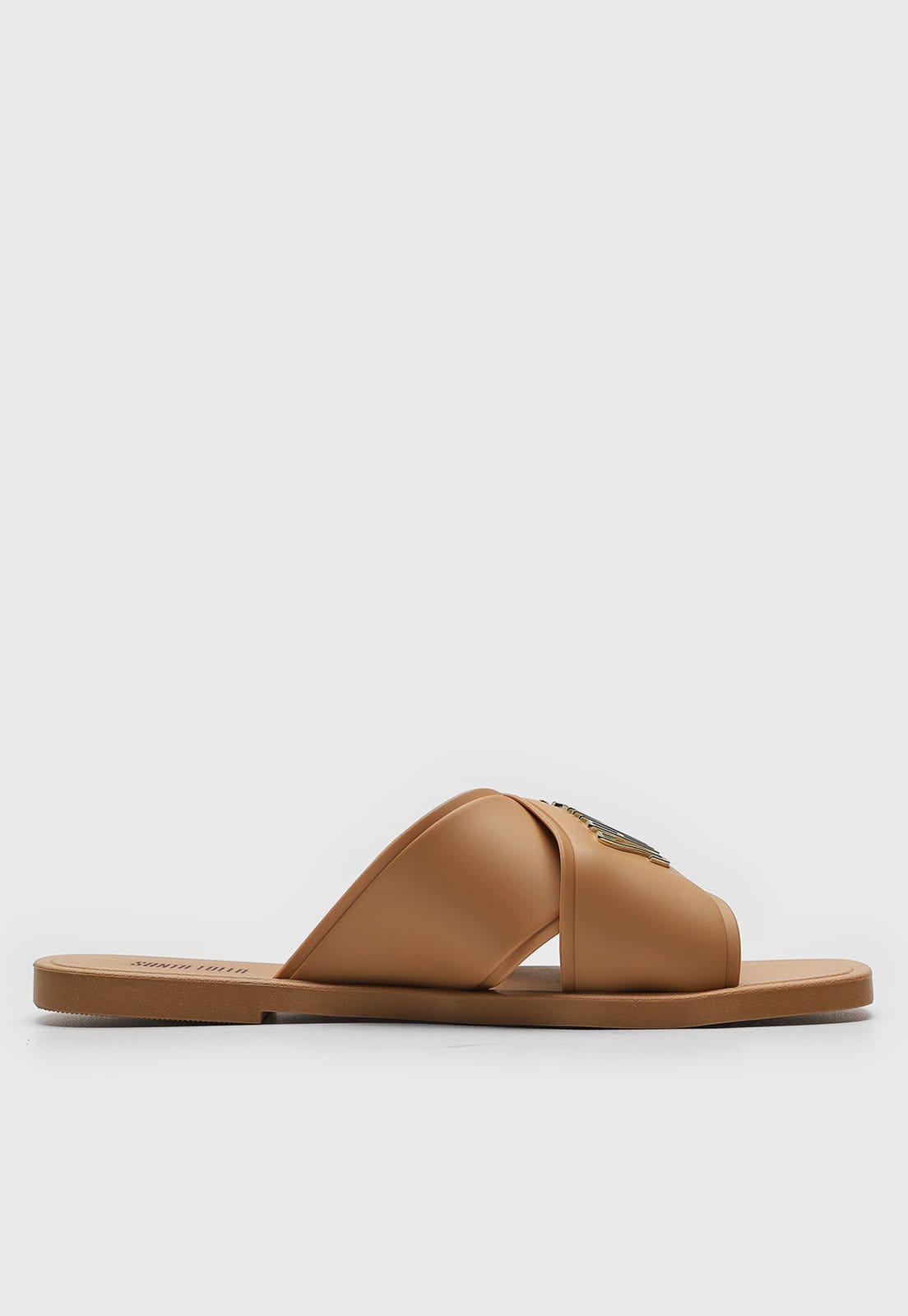 Vista 2 Rasteira Slide Santa Lolla Logo Metalizado Santa Lolla caramelo