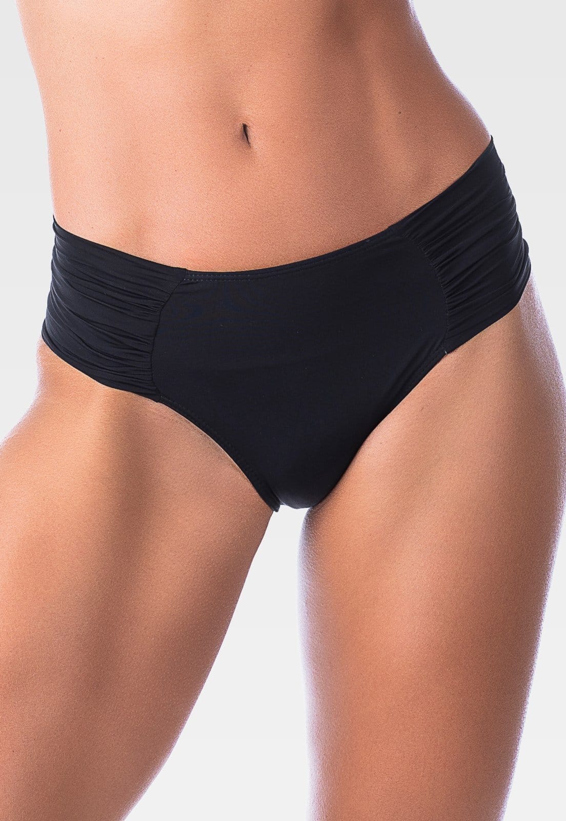 Calcinha de Biquíni Summer Soul Cintura Baixa Lateral Franzida Preta
