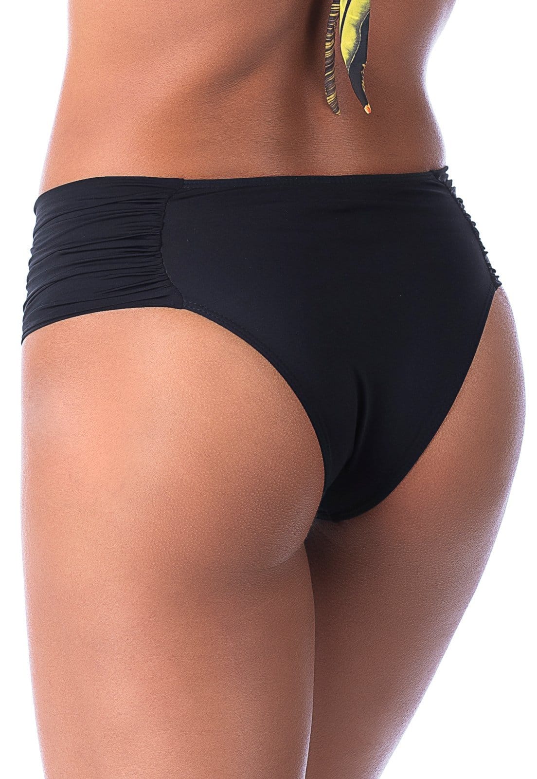 Vista 2 Calcinha de Biquíni Summer Soul Cintura Baixa Lateral Franzida Preta Summer Soul preto