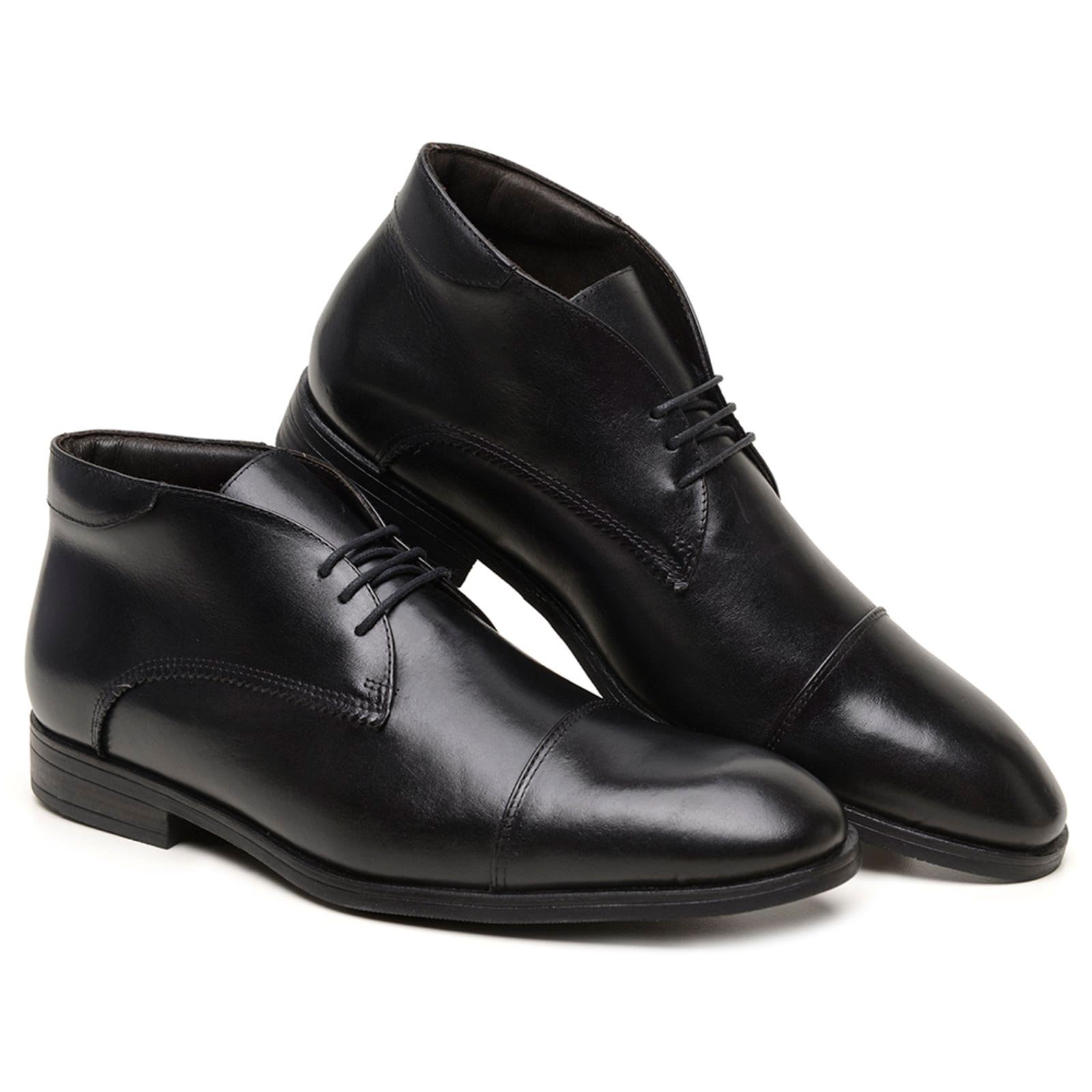 Sapato Masculino Veritimo Bota De Couro Social Cano Baixo Bico Redondo Amarrar Conforto