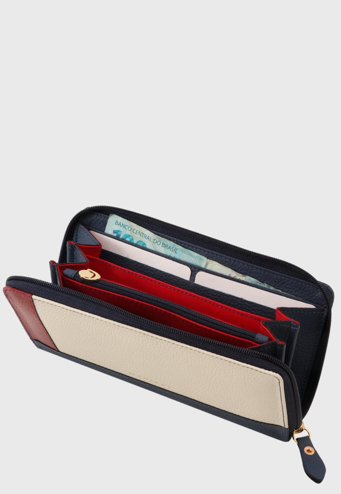 Vista 2 Carteira de Couro Mariart 552N Navy Mariart azul marinho/off-white/vermelho navy