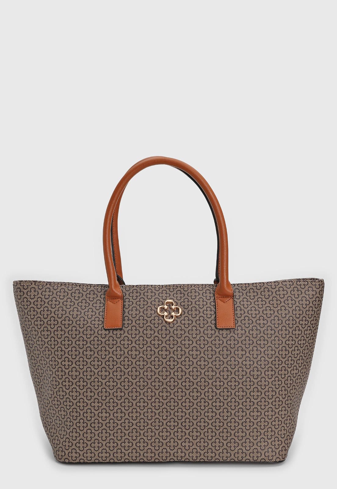 Vista 2 Bolsa Sacola Capodarte Monograma Bege Capodarte marrom