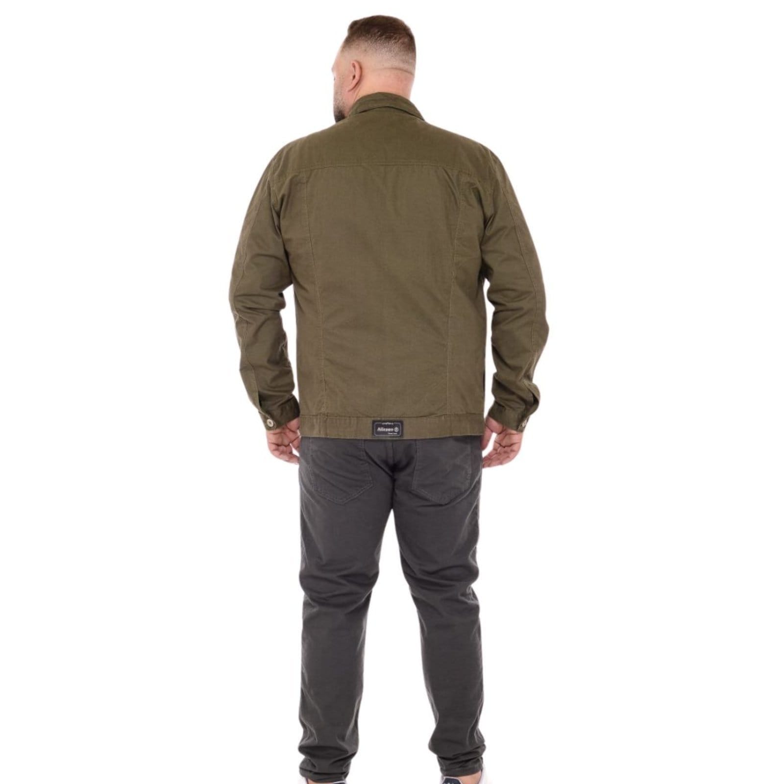 Vista 2 Jaqueta Moda Masculina Plus Size Sarja Jeans Loka verde