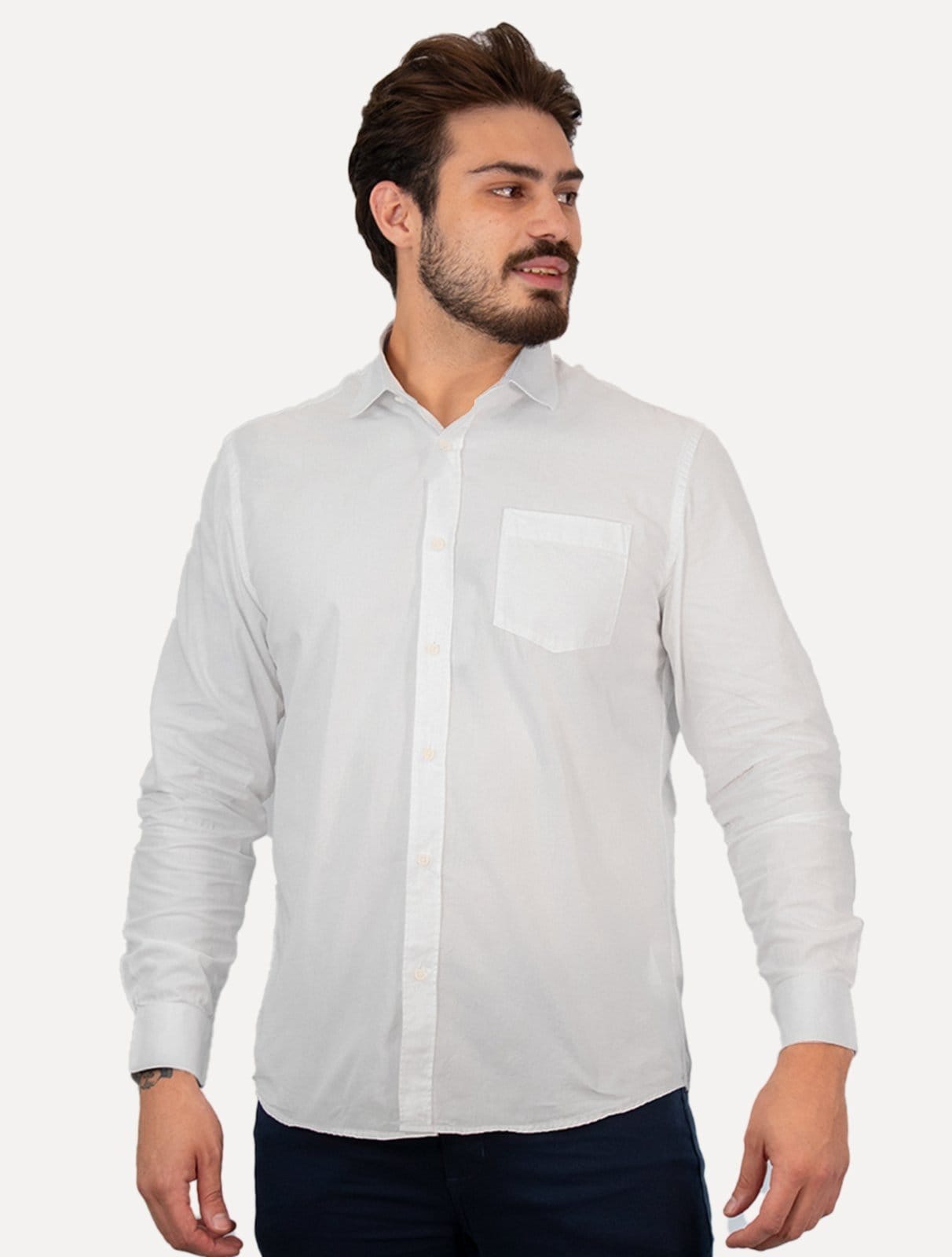 Vista principal Camisa Aramis Masculina Regular Algodão Lotte Pocket Branca Aramis branco