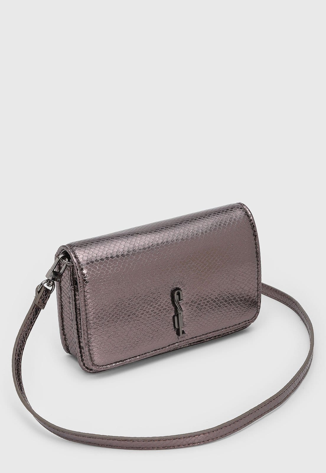 Vista 2 Bolsa Feminina Santa Lolla Metalizada Efeito Cobra Santa Lolla grafite