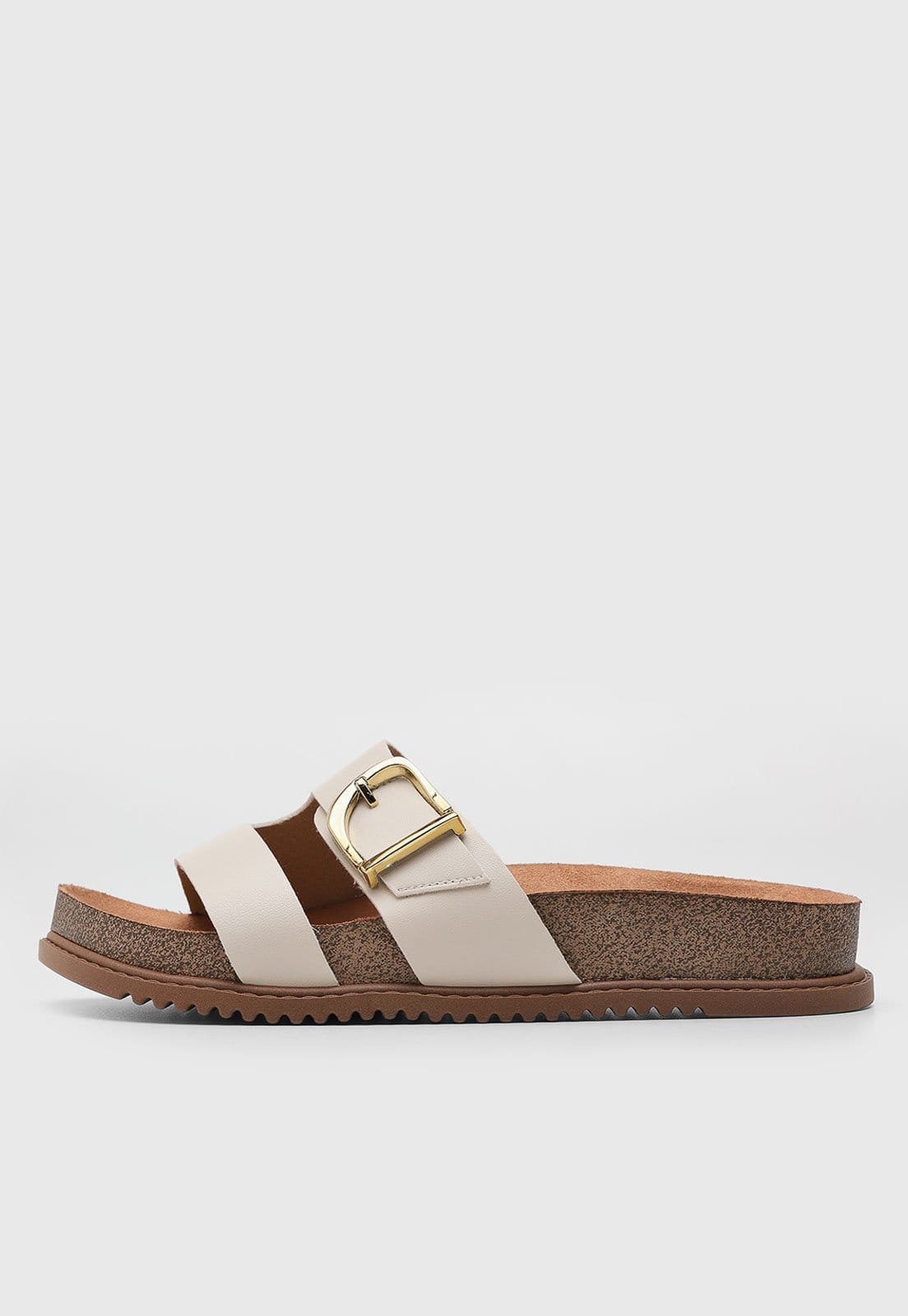 Rasteira Aberta Feminina Beira Rio Tiras Largas Off-white