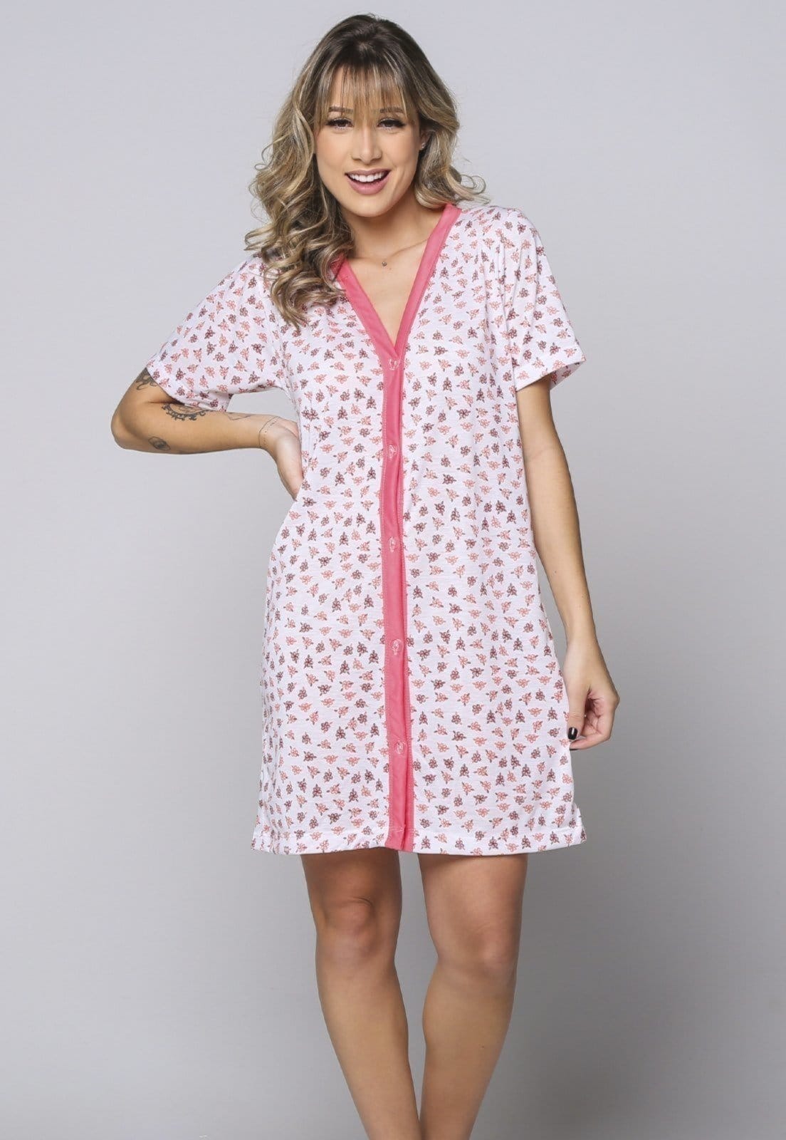 Camisola Aberta com Botão Serra e Mar Modas Pós Cirúrgica Helena