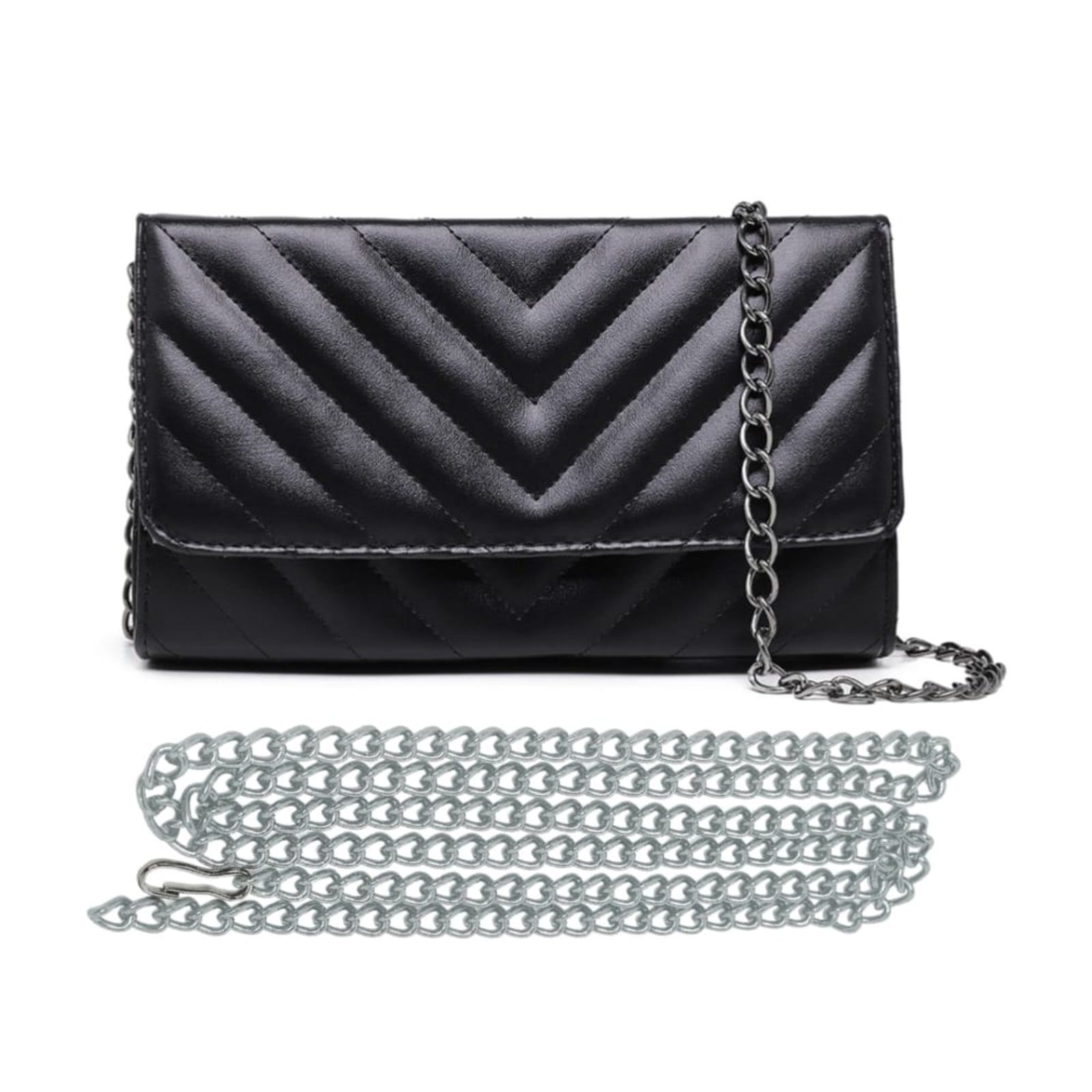 Bolsa Feminina Preta Elegante Clutch De Mão e Ombro Pequena 2 Alças Removíveis Moda Festa Balada Madrinha