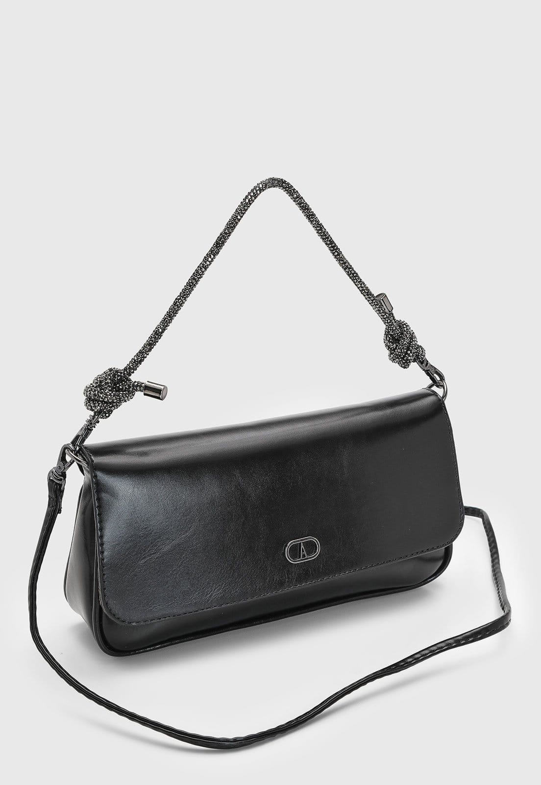 Vista 2 Bolsa Feminina Anacapri Alça Detalhe Metalizado Preta Anacapri preto