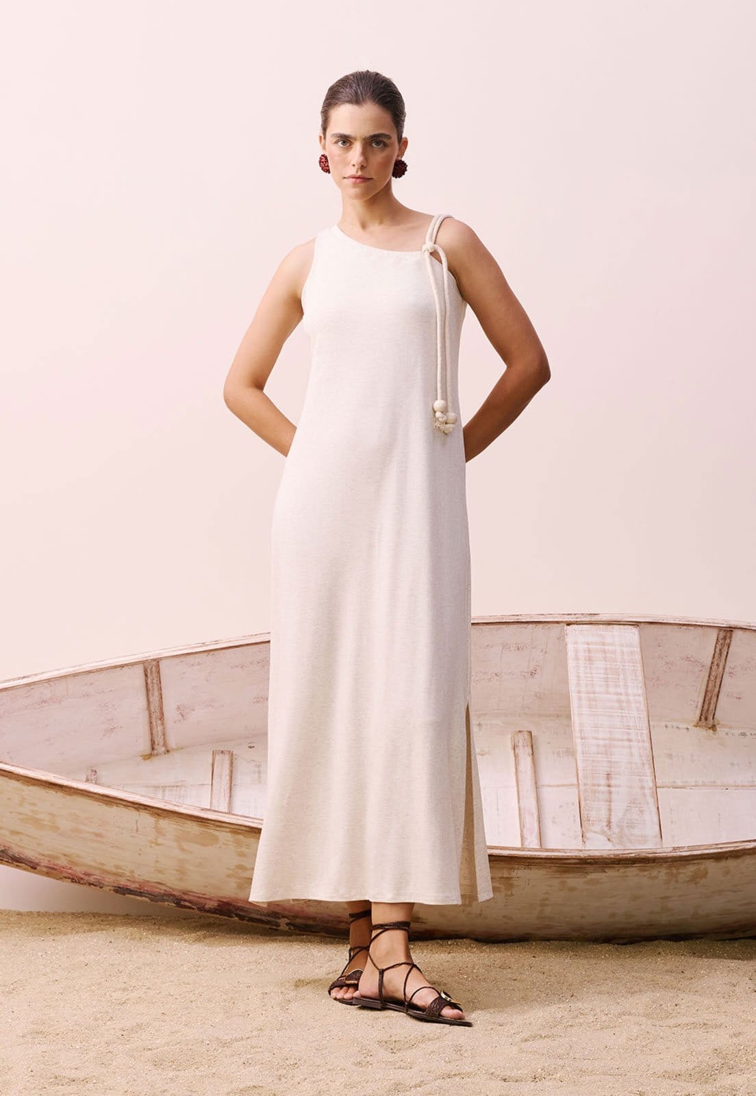 Vista principal Vestido CaCay Longo Alça Corda Off-White CaCay off-white white