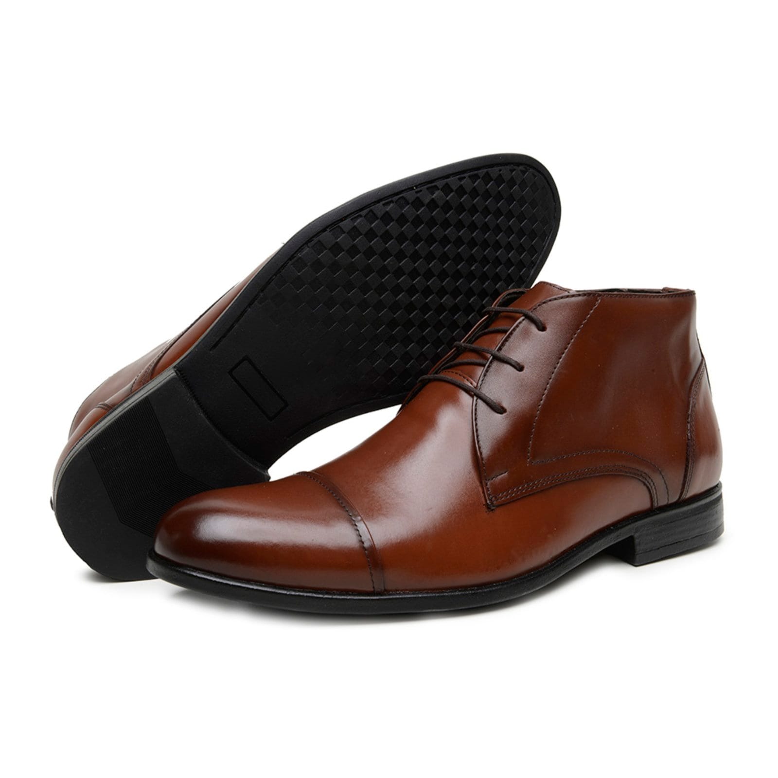 Bota Masculina Social Anna Andrade Couro Sapato Brogue Cano Médio Urbano Amarrar Tendência
