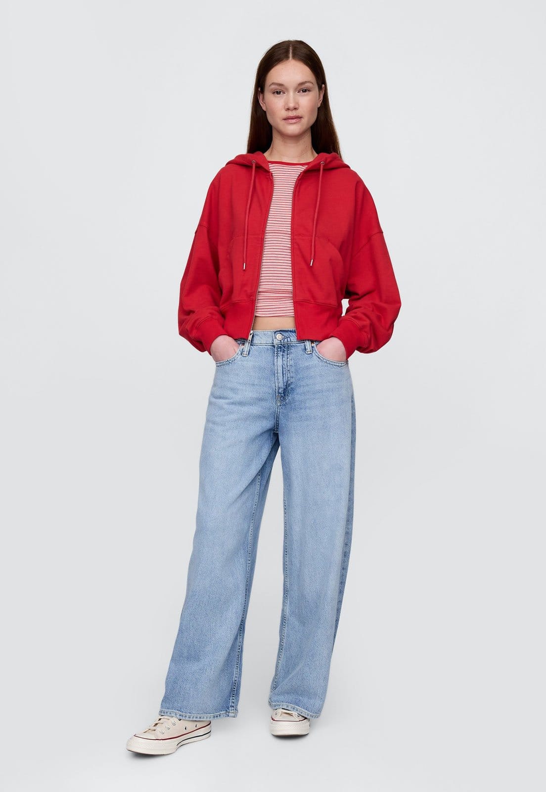 Vista 2 Blusa de Moletom Aberta GAP com Capuz Vermelha GAP vermelho