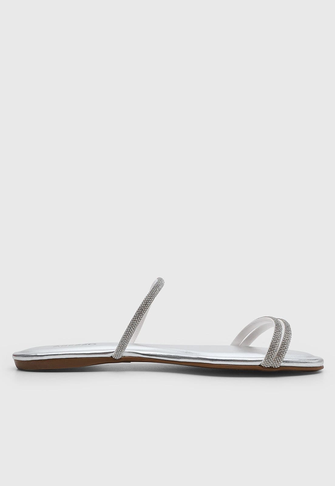 Vista 2 Rasteira Feminina Arezzo Tiras Brilhantes Prateada Arezzo prata