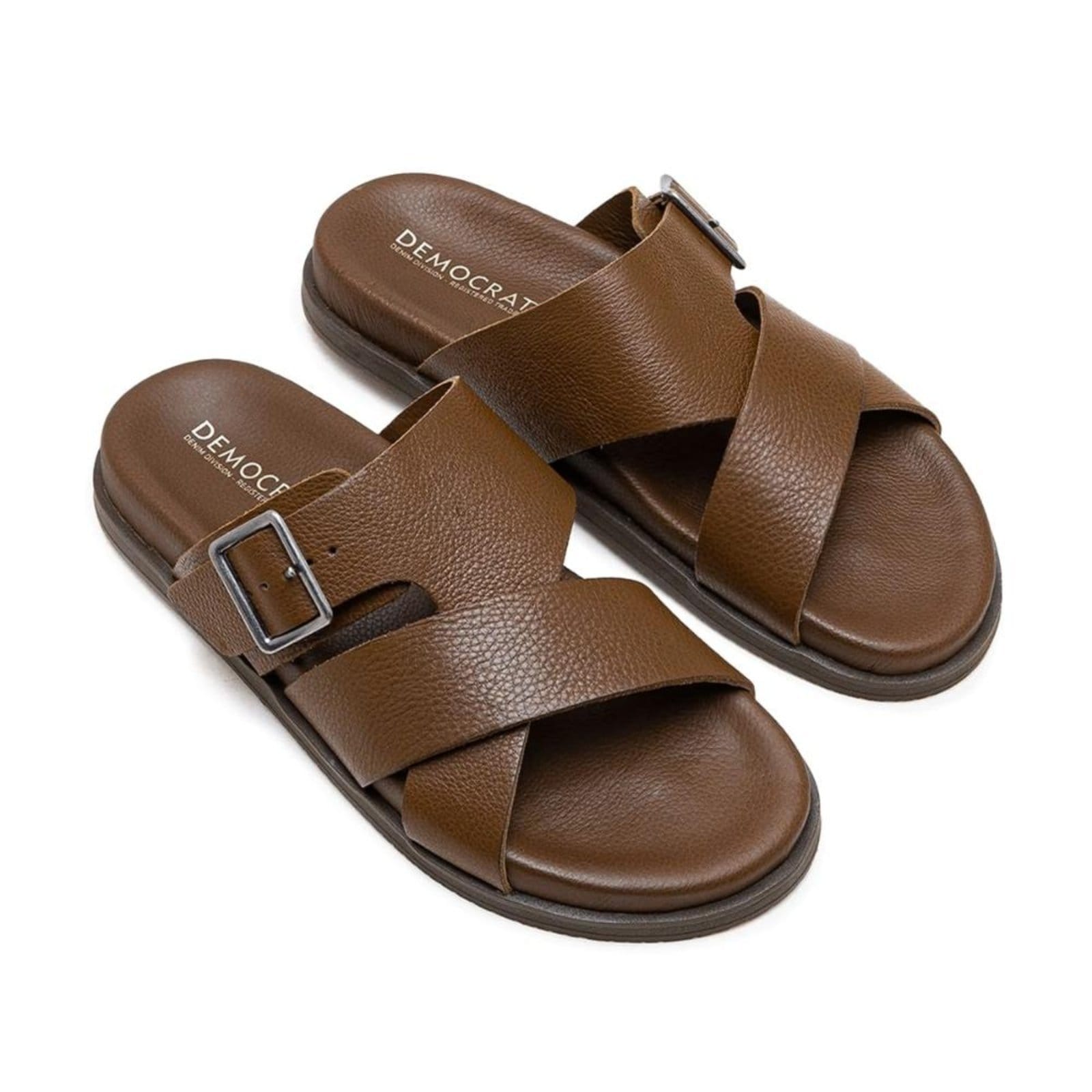 Vista 2 Sandália de Couro Democrata Masculina Dock DEMOCRATA marrom