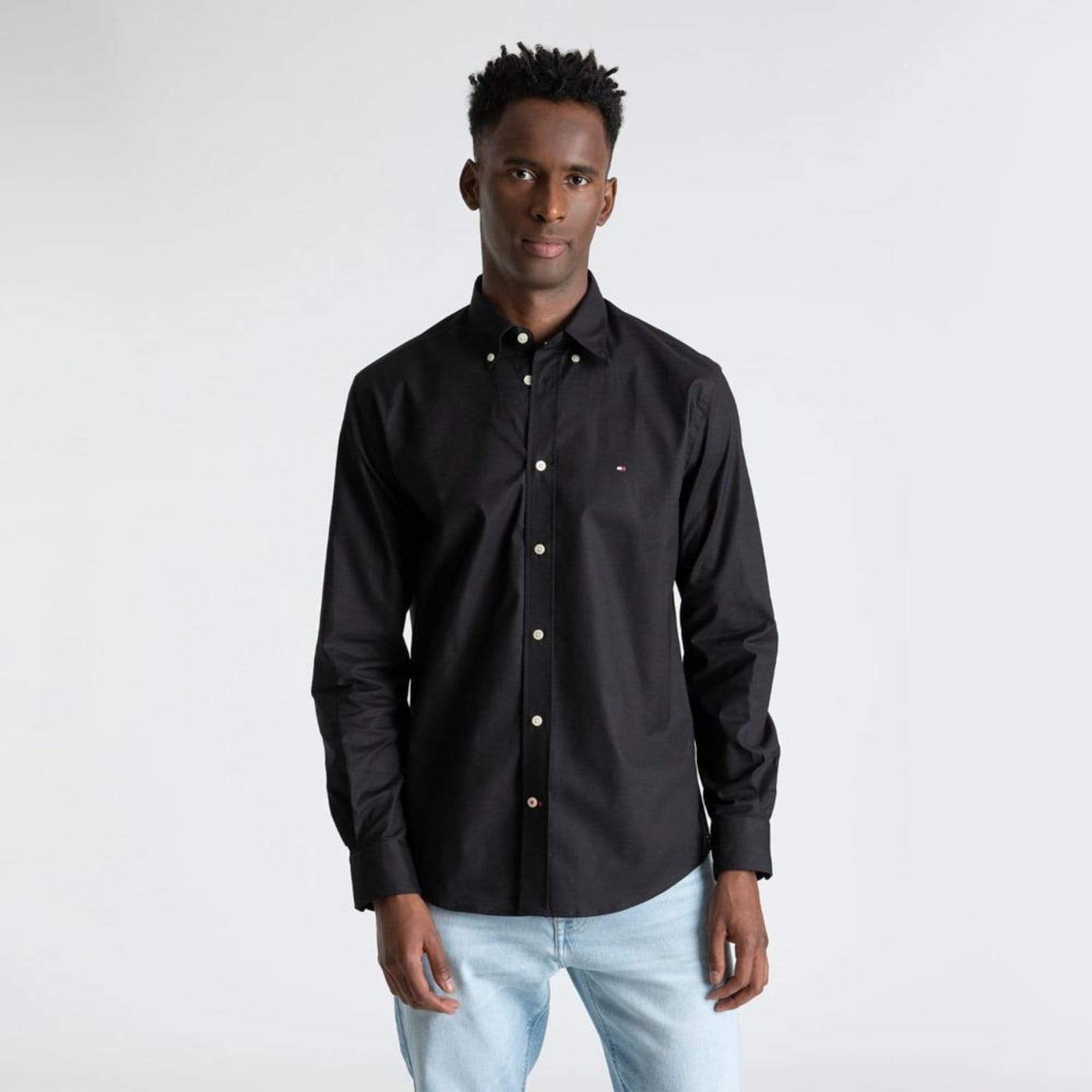 Vista principal Camisa Regular Oxford Elástico - EEG Tommy Hilfiger preto