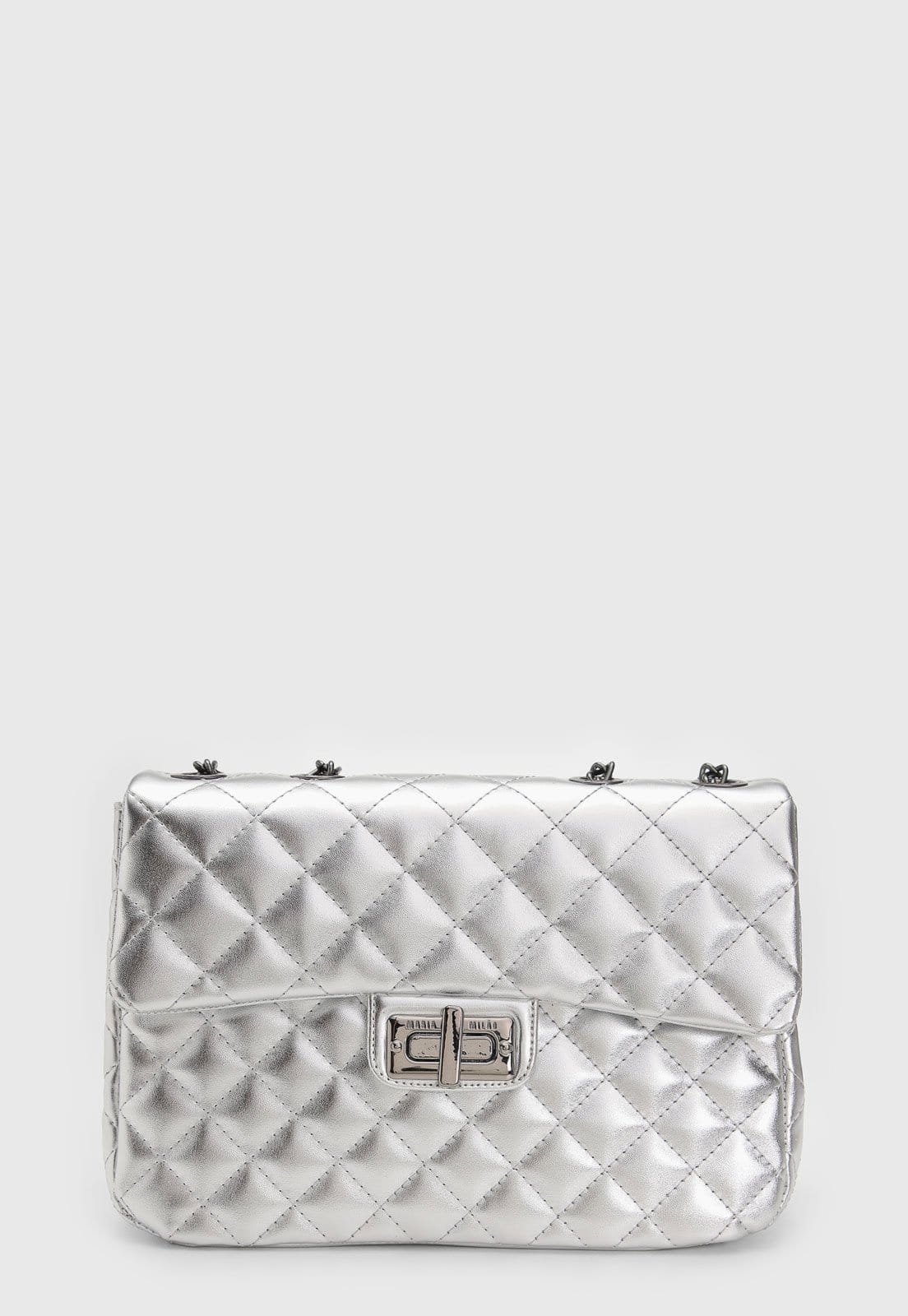 Vista 2 Bolsa Feminina Maria Milão Matelassê Metalizada Maria Milão cinza/cobre/prata/prata velho