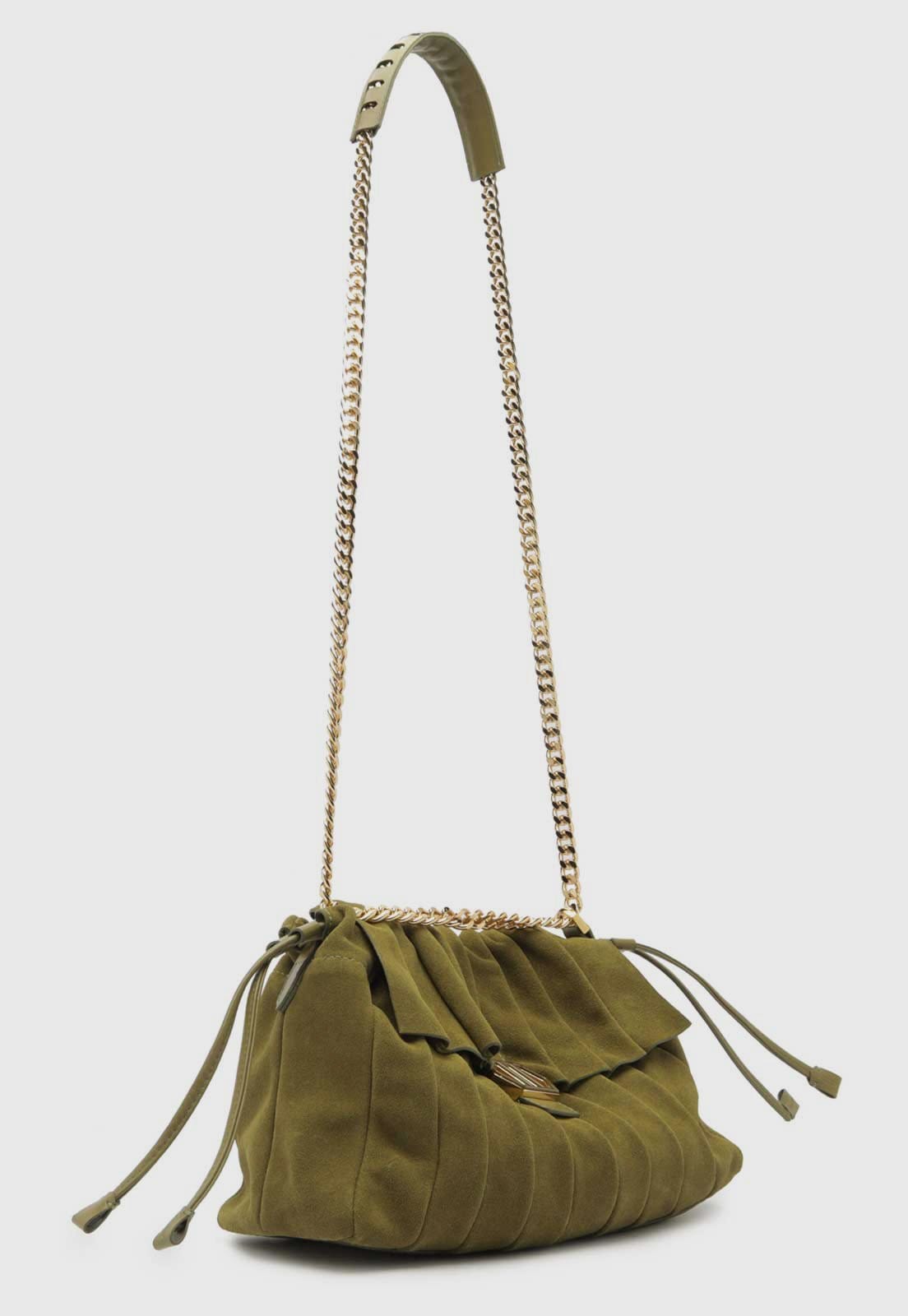 Vista 2 Bolsa Tiracolo Feminina Arezzo Shoulder Drapeada Arezzo verde