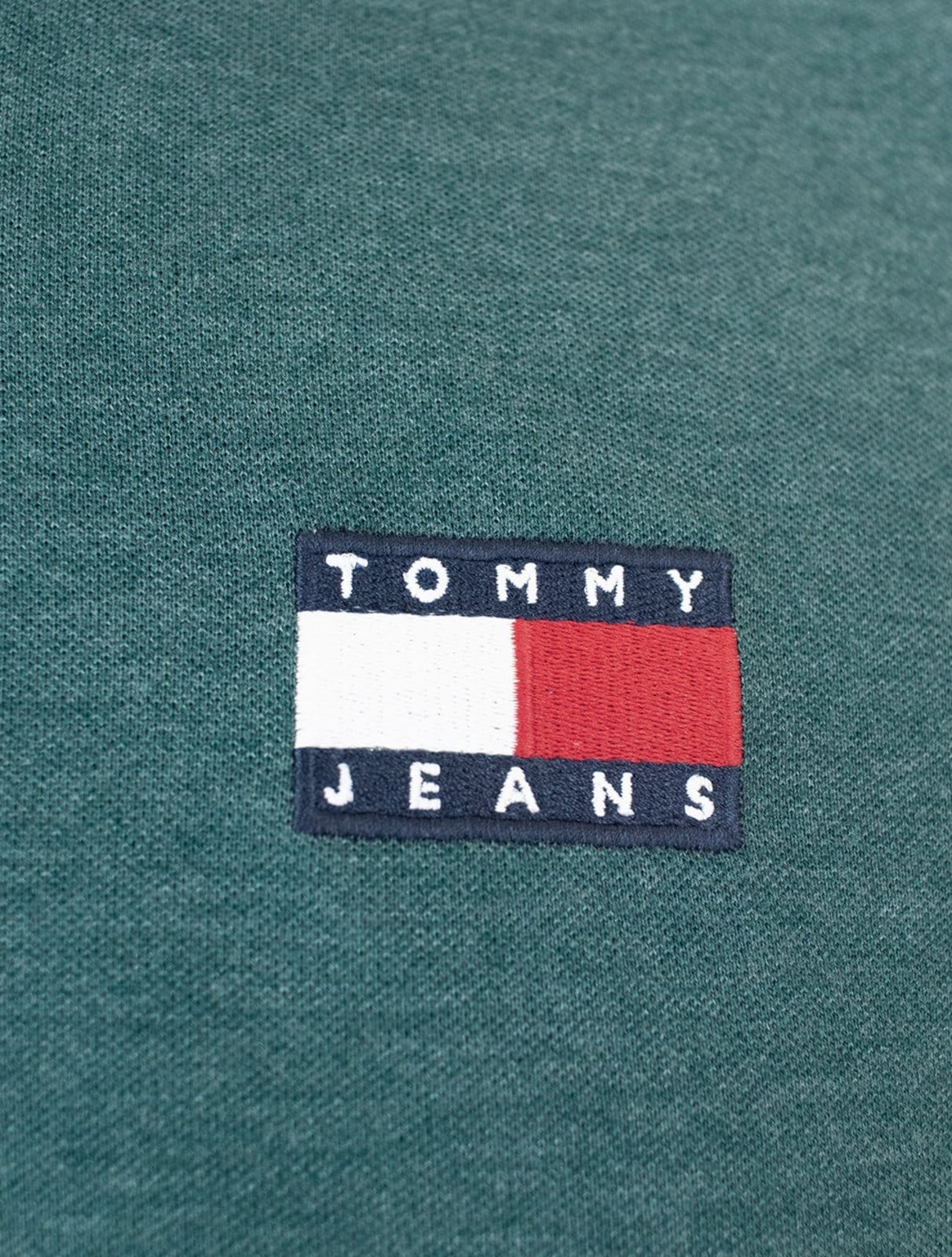 Vista 2 Polo Tommy Jeans Masculina Regular Heather XS Badge Mescla Tommy Jeans verde