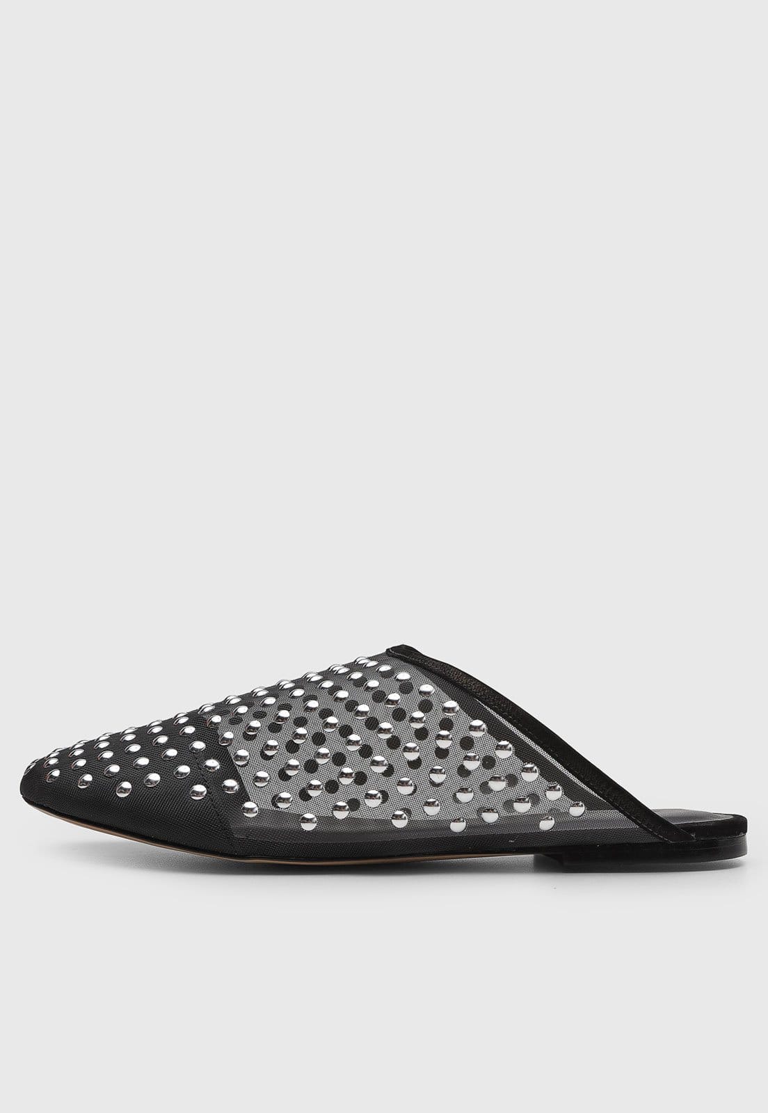 Vista principal Sapatilha Feminina Mule Capodarte Aplicações Metálicas Preta Capodarte preto