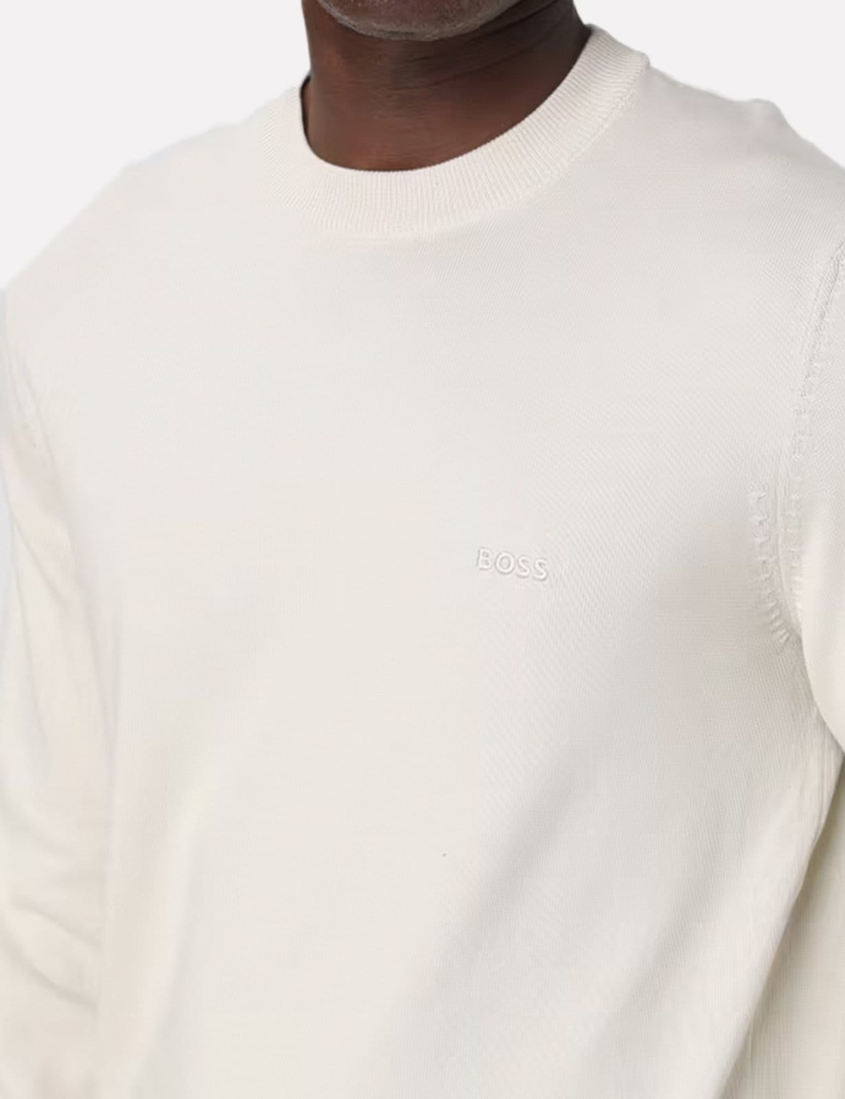 Vista 2 Suéter Hugo Boss Masculino Regular Fit Pacas-L Creme Hugo Boss bege