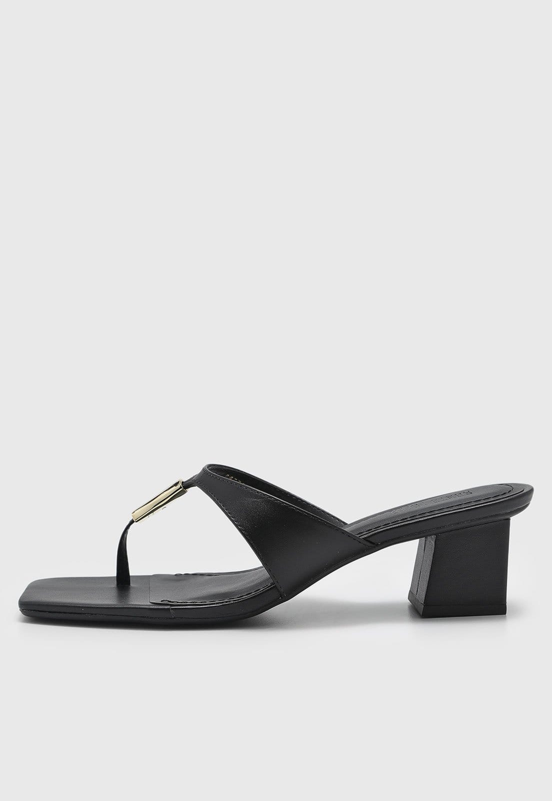 Sandália Feminina Santa Lolla Salto Bloco Detalhe Metal Preta