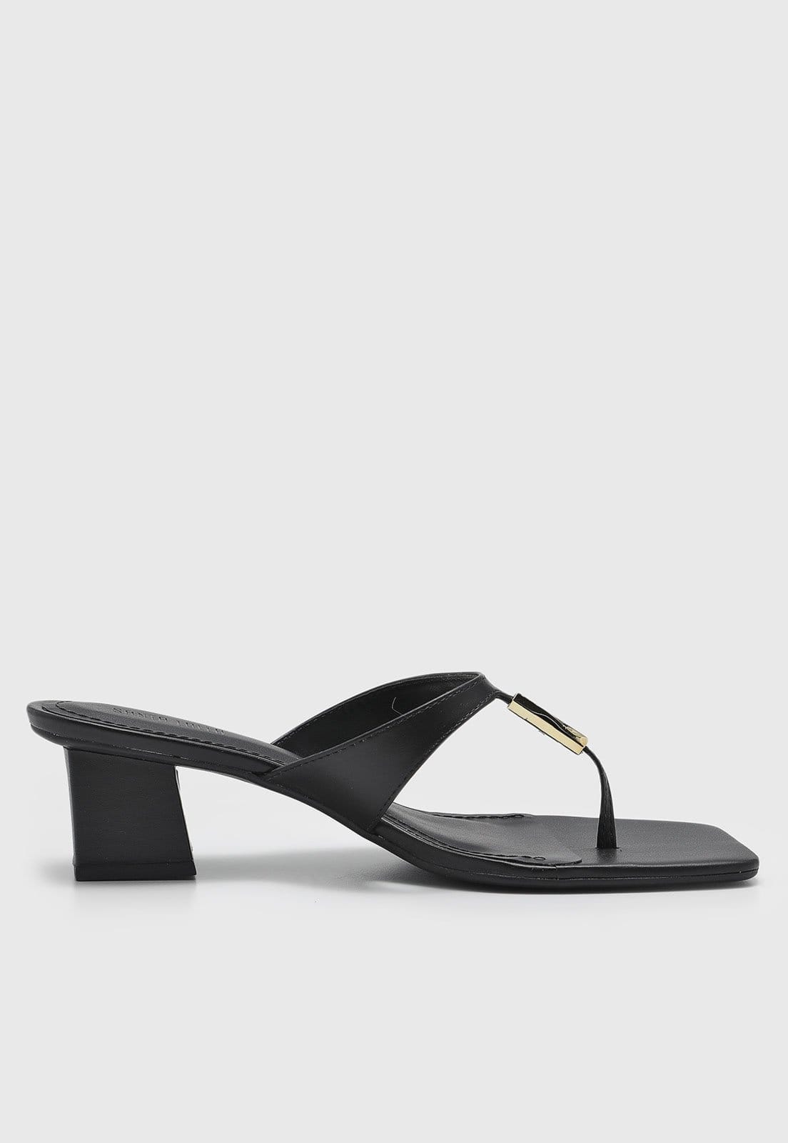 Vista 2 Sandália Feminina Santa Lolla Salto Bloco Detalhe Metal Preta Santa Lolla preto