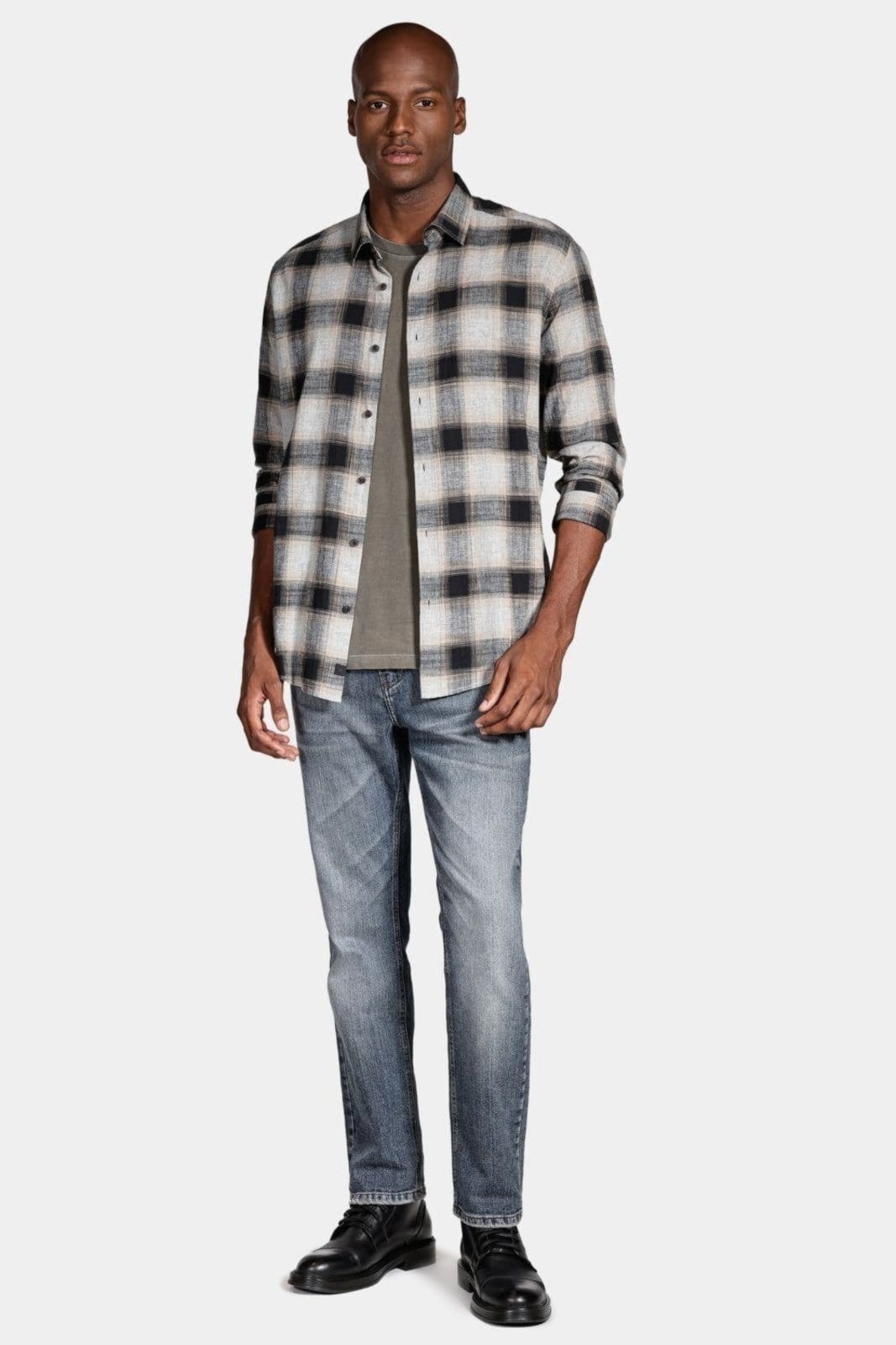 Vista 2 Camisa Aramis Manga Longa Slim Mescla Cinza Mescla Com Preto Aramis incolor