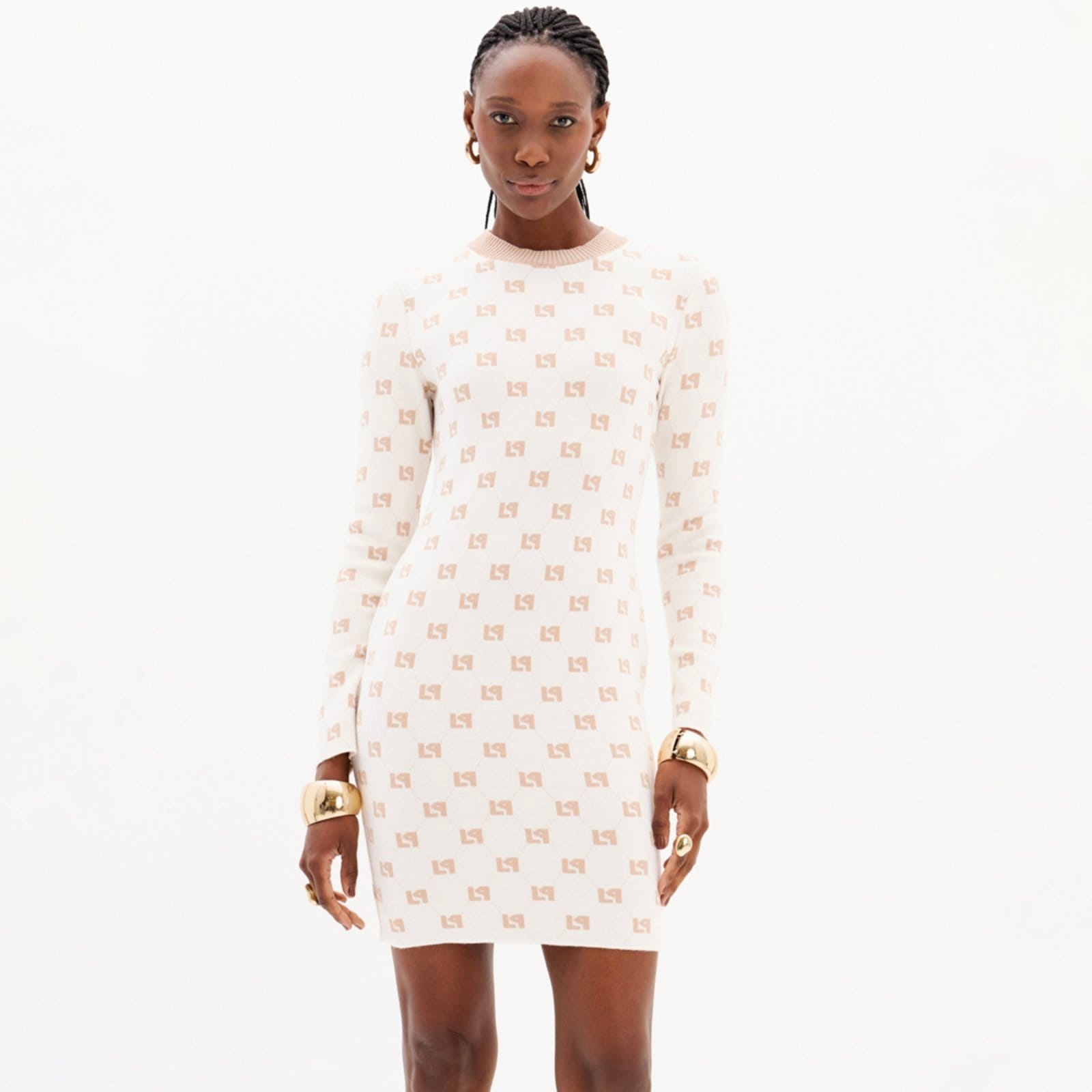 Vista principal Vestido Curto Lança Perfume Tricot In25 Feminino Lança Perfume bege