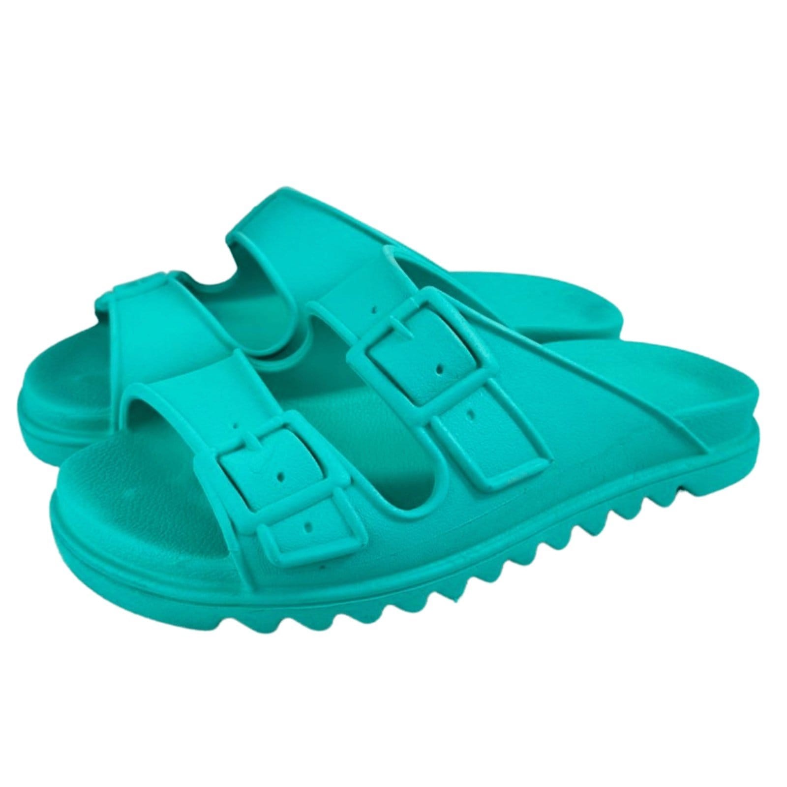 Chinelo Feminino Flat Anna Andrade Casual Anatômico Versátil Conforto Papete Verão Turquesa