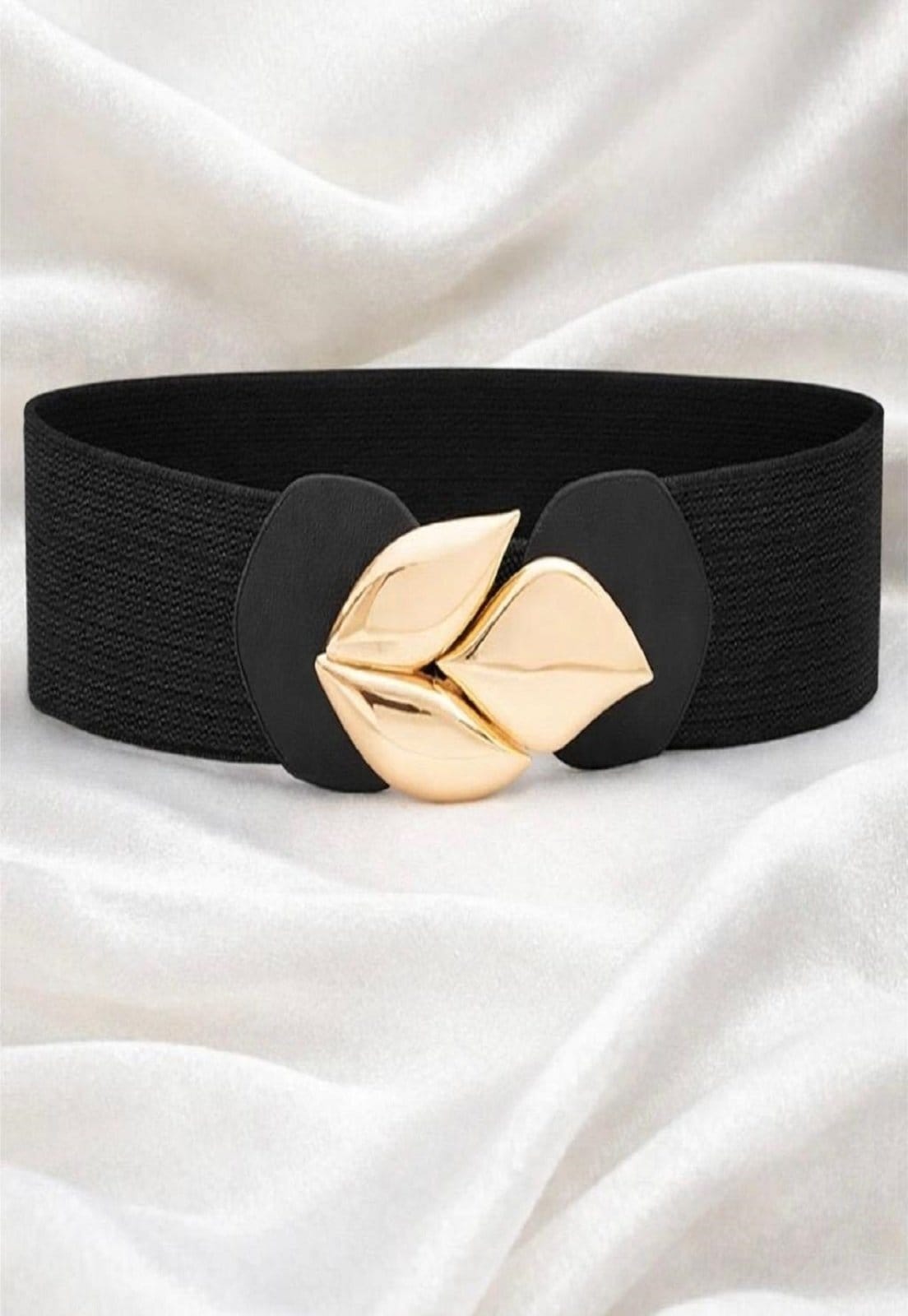 Cinto Cabanafree Com Elástico Largo Fivela Folhas Douradas Diva