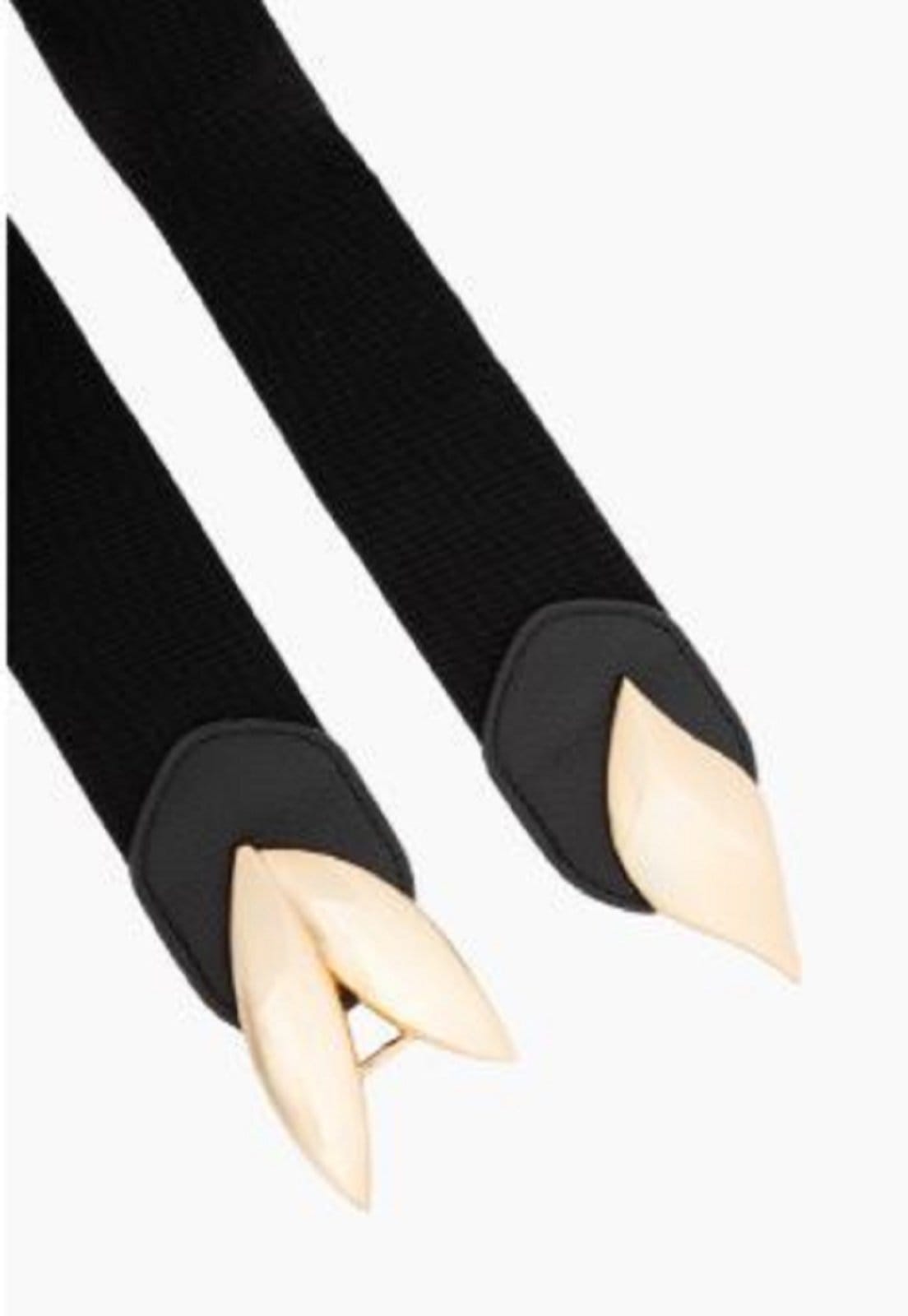 Vista 2 Cinto Cabanafree Com Elástico Largo Fivela Folhas Douradas Diva Cabanafree preto