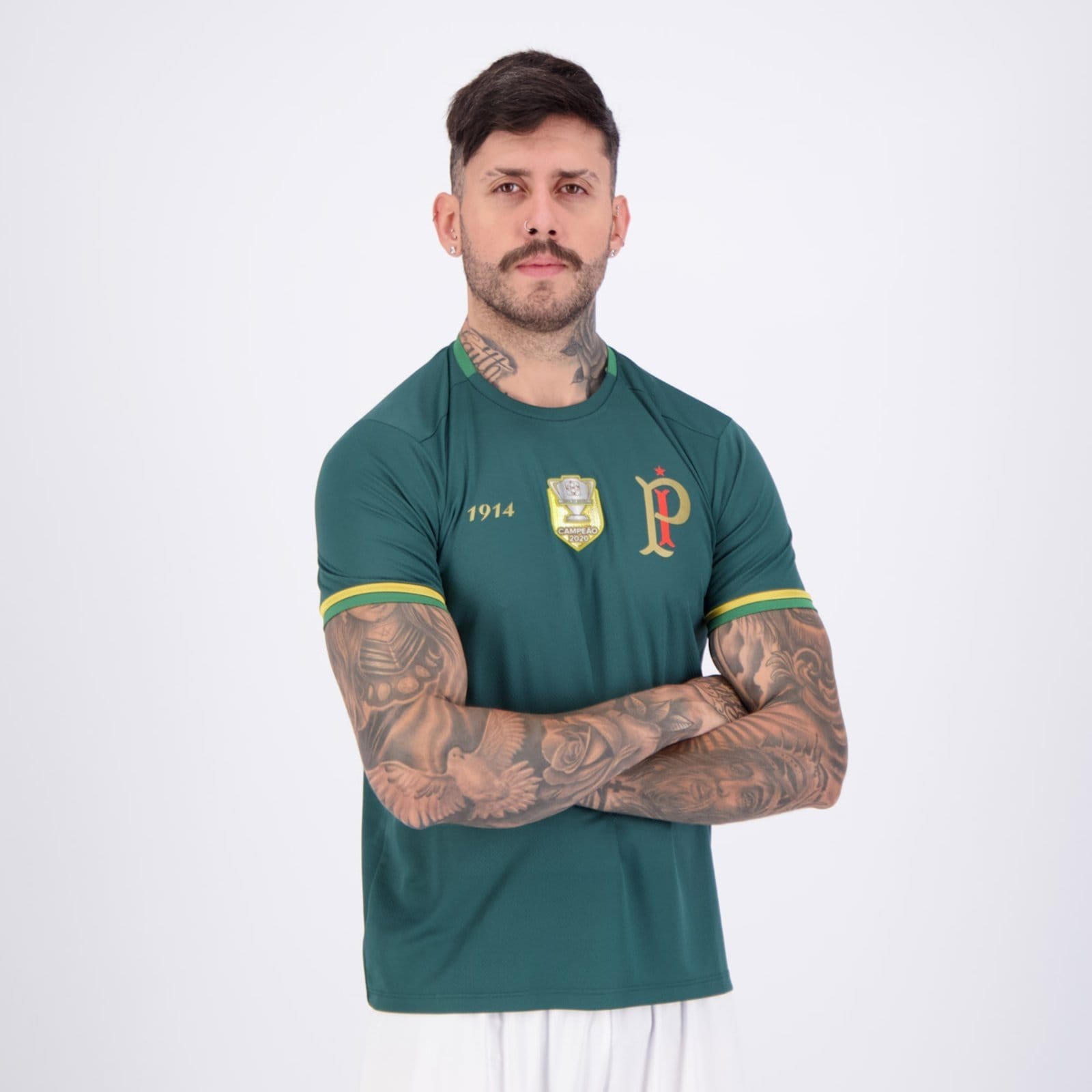 Vista 2 Camisa Palmeiras Energy IV Patch Campeão Copa do Brasil 2020 Betel verde