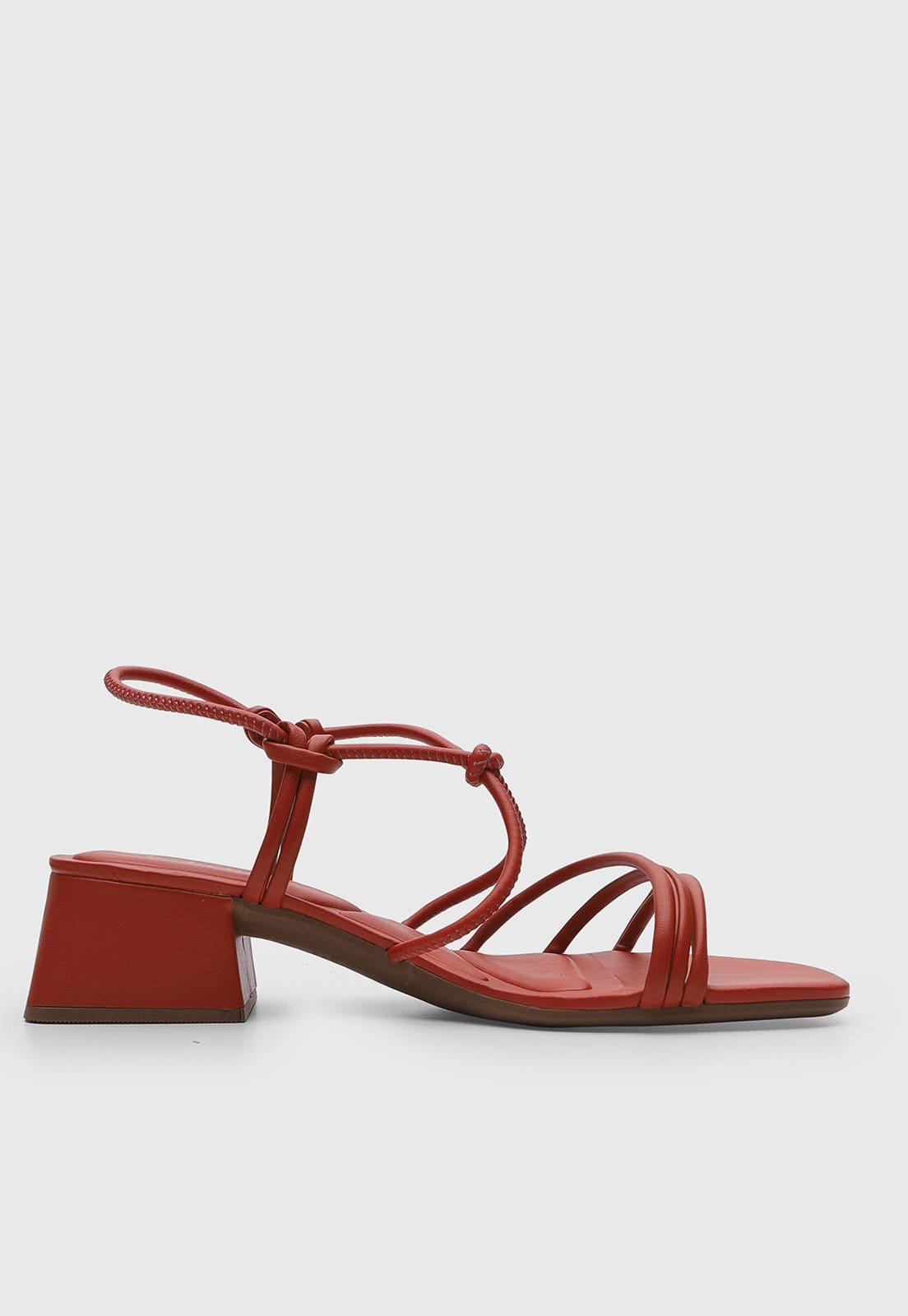 Vista 2 Sandália Feminina cê Salto Bloco Amarração Vermelha BEBECÊ vermelho