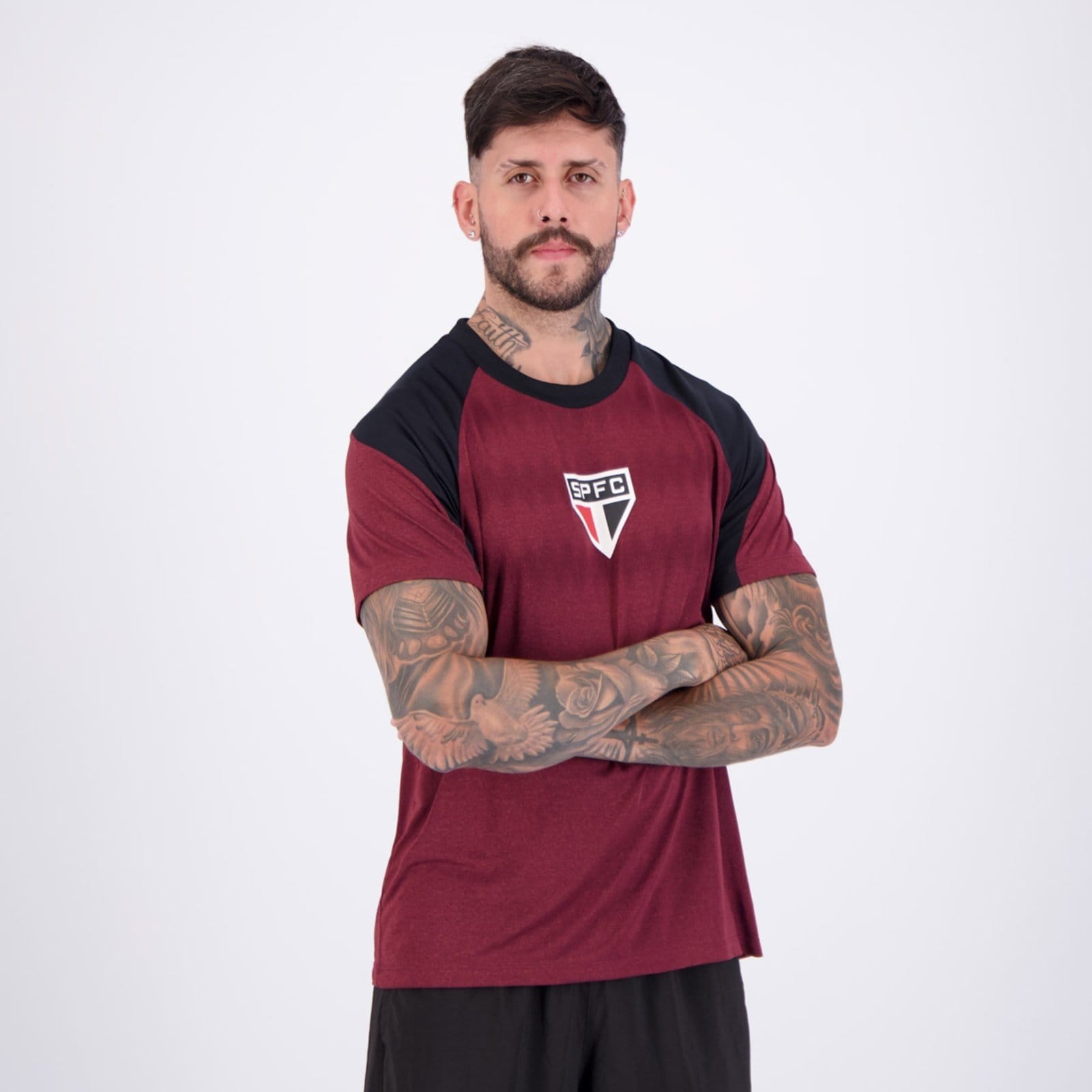 Vista 2 Camisa São Paulo Tremor Bordô braziline vermelho