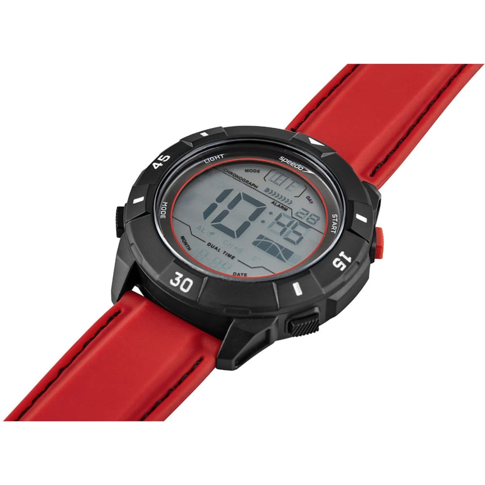 Vista 2 Relógio Speedo Digital Pespontos Silicone Preto e Speedo vermelho