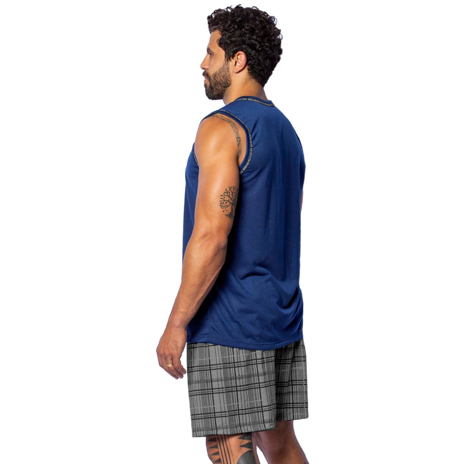 Vista 2 Pijama Masculino Gabi Lingerie Regata Malha Confortável Curto Marinho Gabi Lingerie azul/azul marinho azul