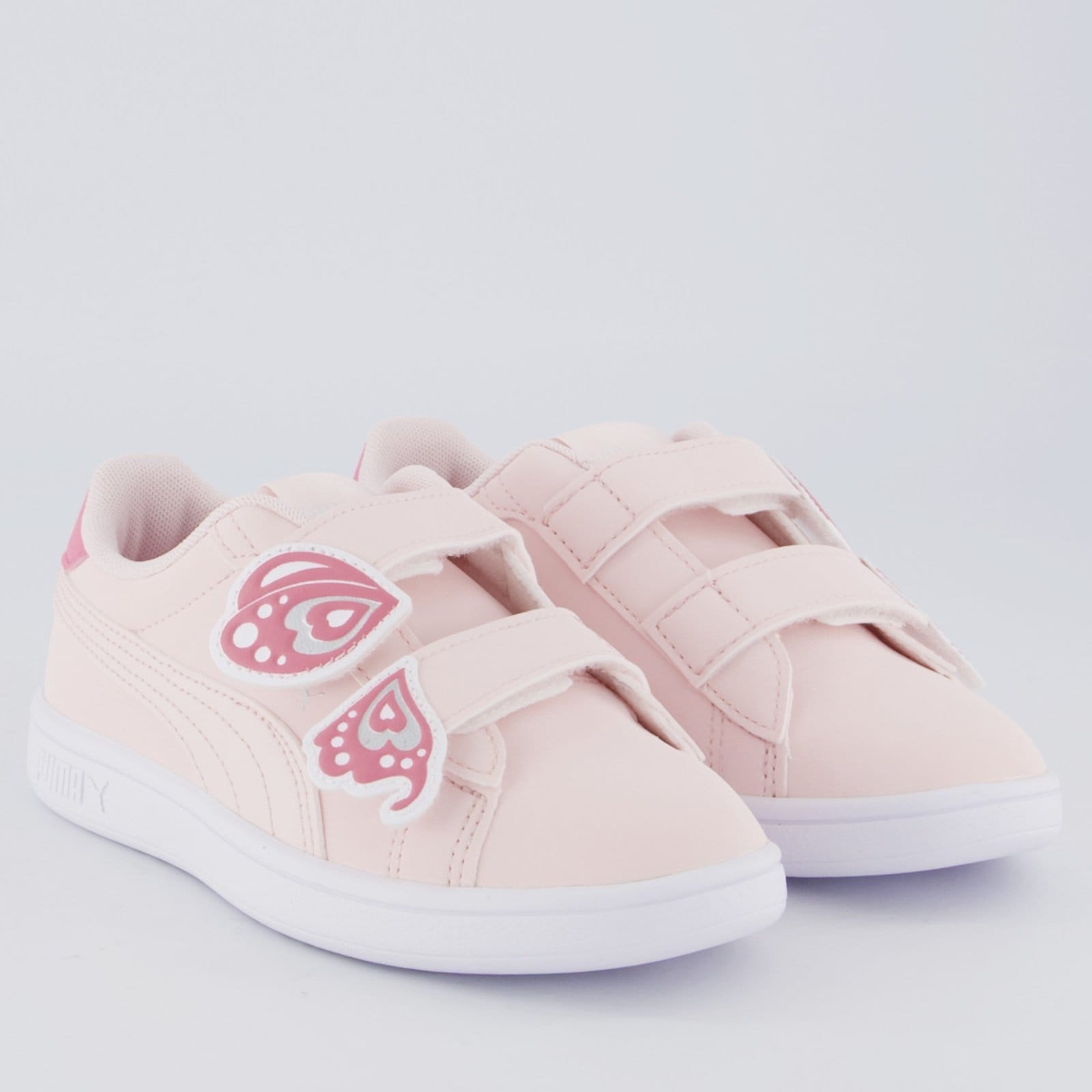 Vista 2 Tênis Puma Smash 3.0 Juvenil e Branco Puma rosa
