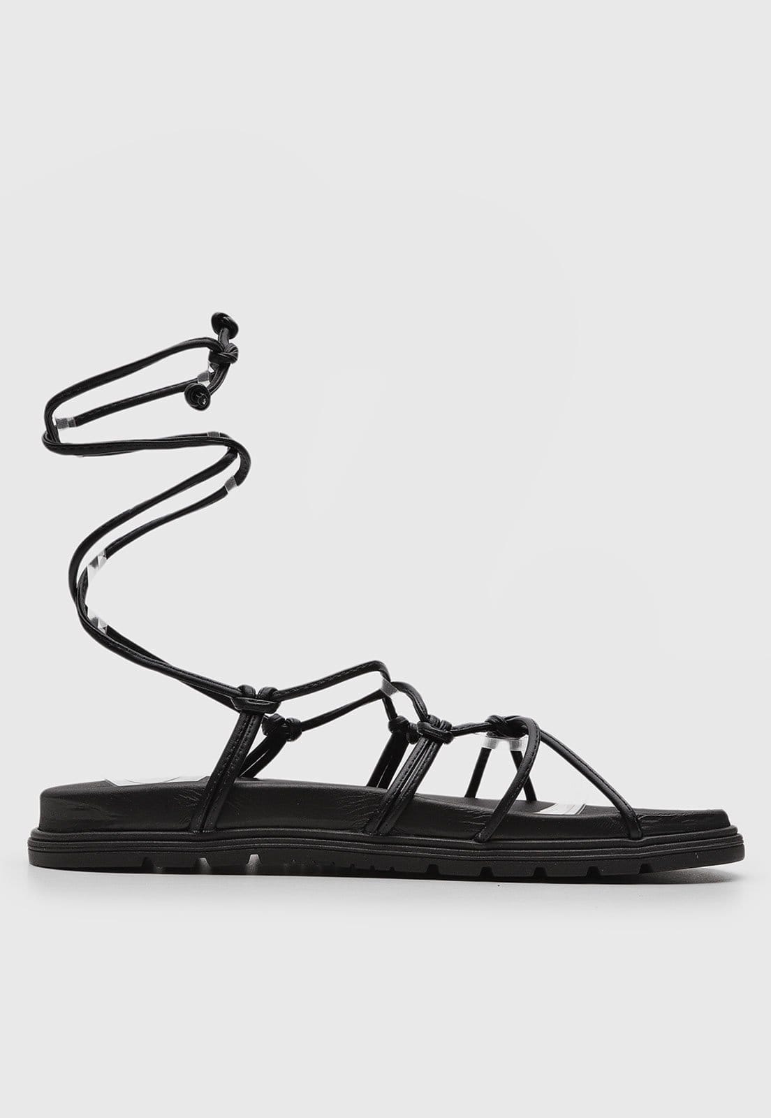 Vista 2 Sandália Flat Via Uno Tiras Preta VIA UNO preto