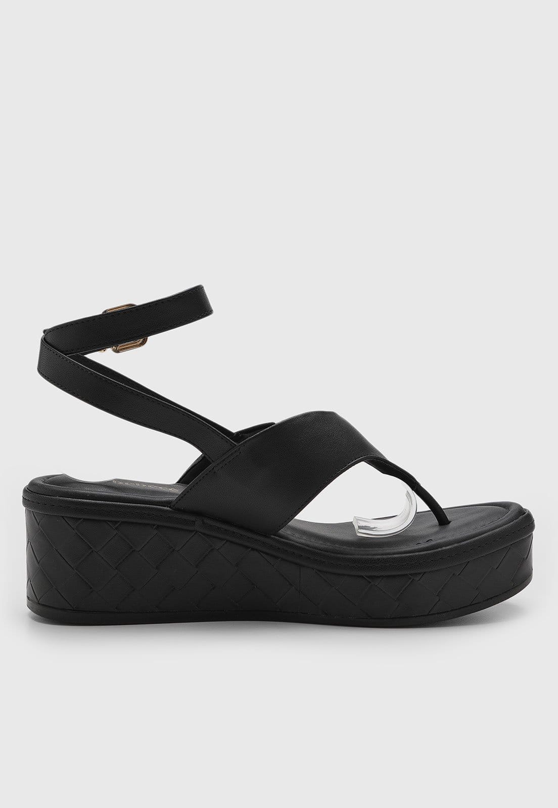 Vista 2 Sandália Média Feminino cê Salto Anabela Preta BEBECÊ preto