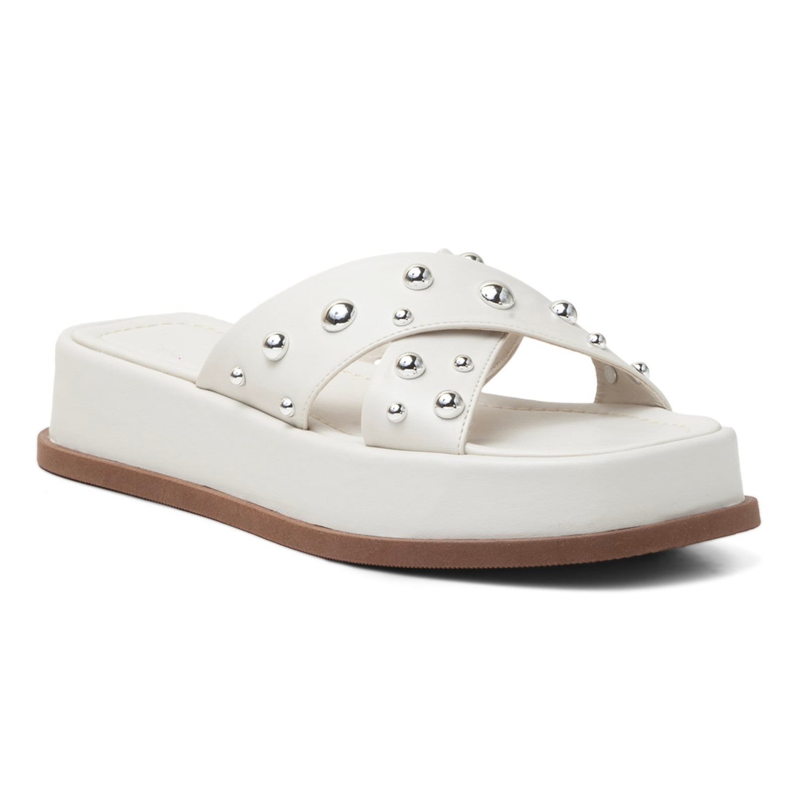 Vista 2 Papete Flat Feminina Em Napa Off White Flor da Pele off-white white