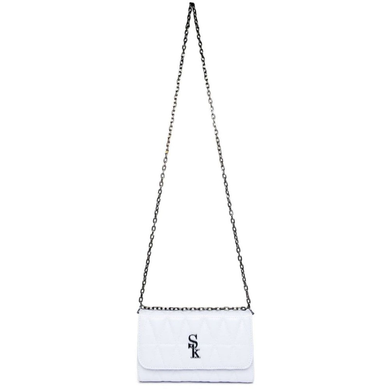 Vista 2 Bolsa Feminina Anna Andrade Transversal Clutch Casual Corrente Moda Tendência Anna Andrade branco