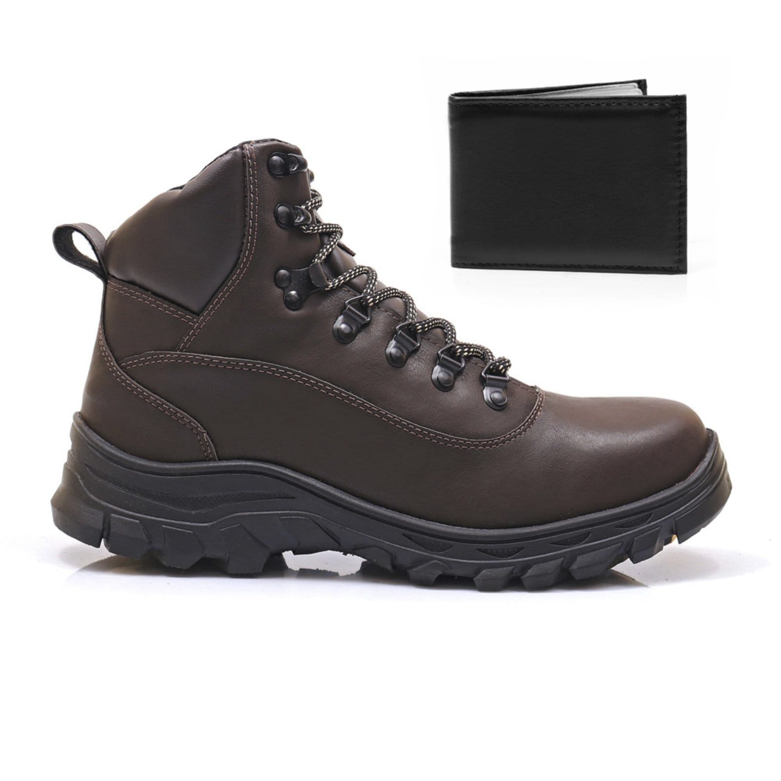 Kit Bota Com Carteira Coturno Masculina Épico Adventure Cano Médio Conforto Cafe