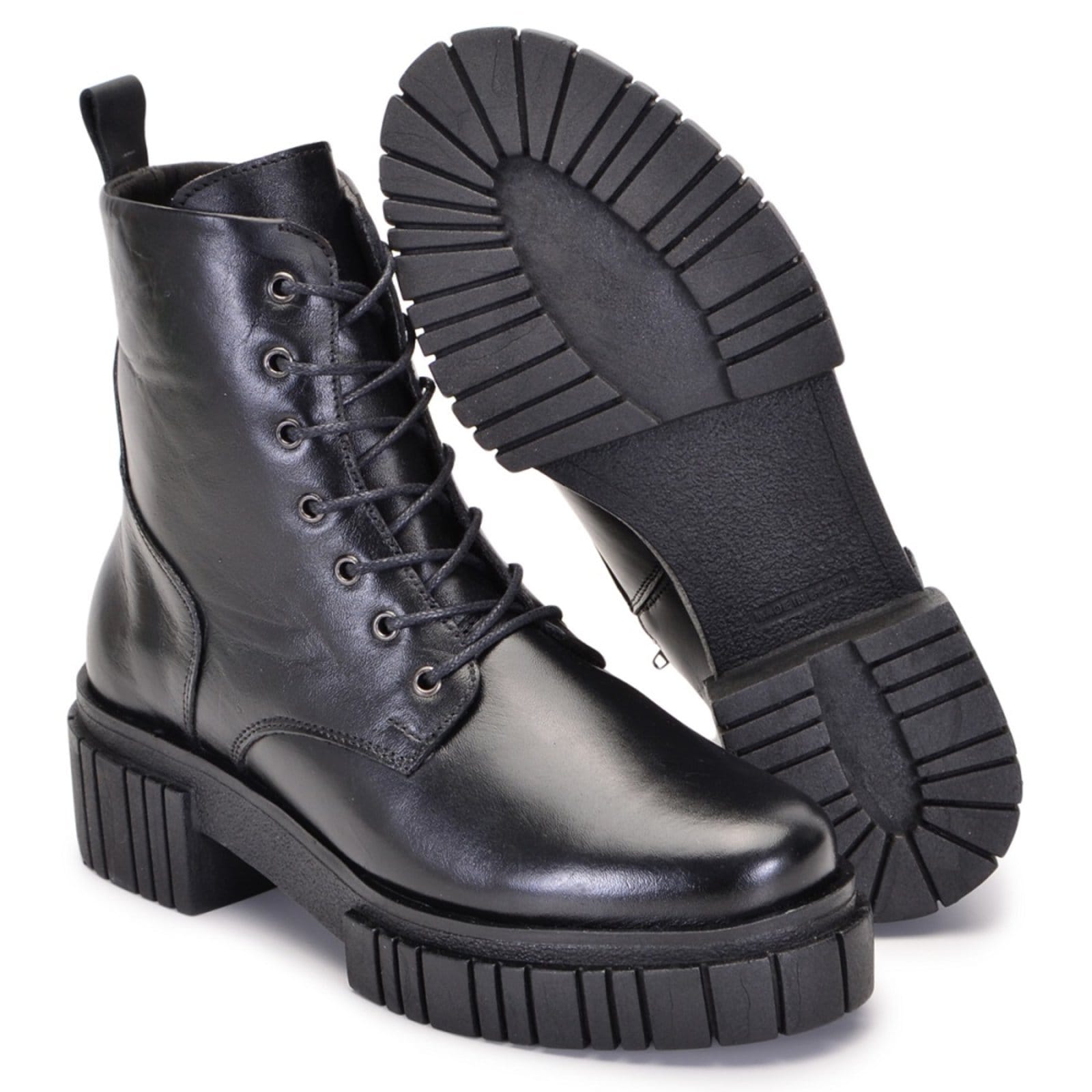 Vista 2 Bota Coturno Feminino Ferrile em Couro Tratorado 7005 Preta Ferrile preto