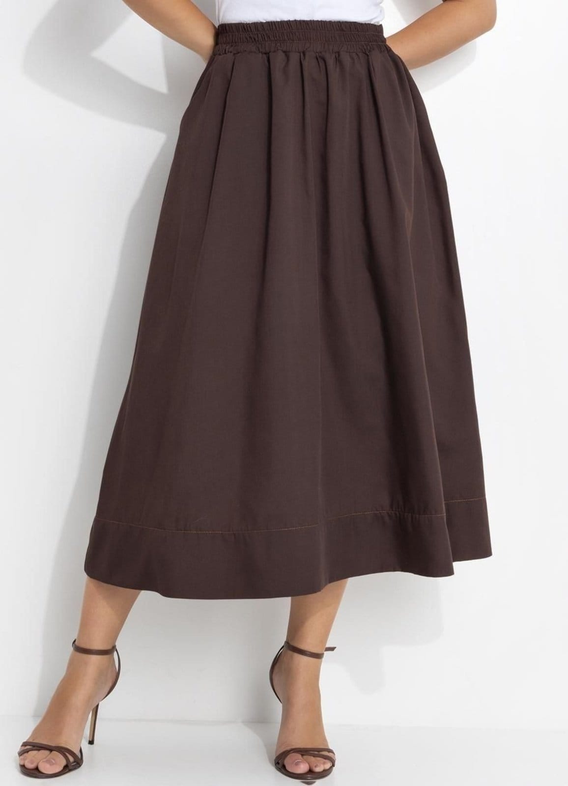 Vista principal Saia Tricoline Quintess marrom